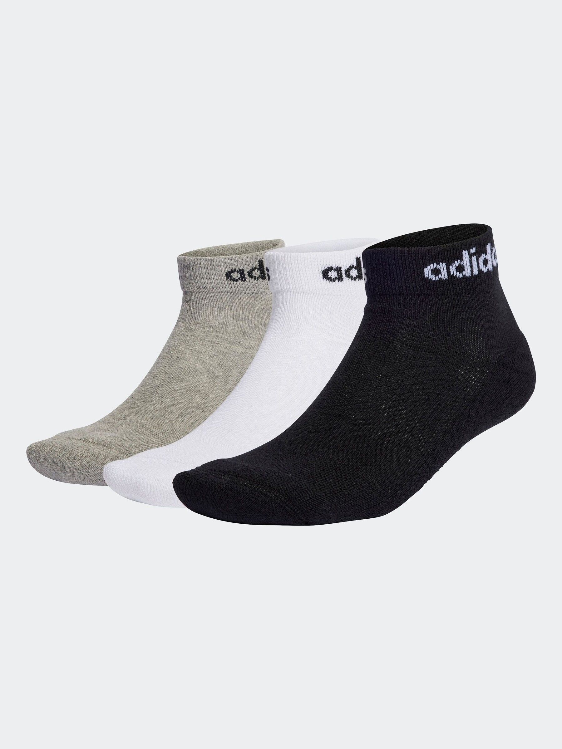 Adidas Uomo Nero Multi Linear Ankle Cushioned Socks 3 Pack - Immagine 1