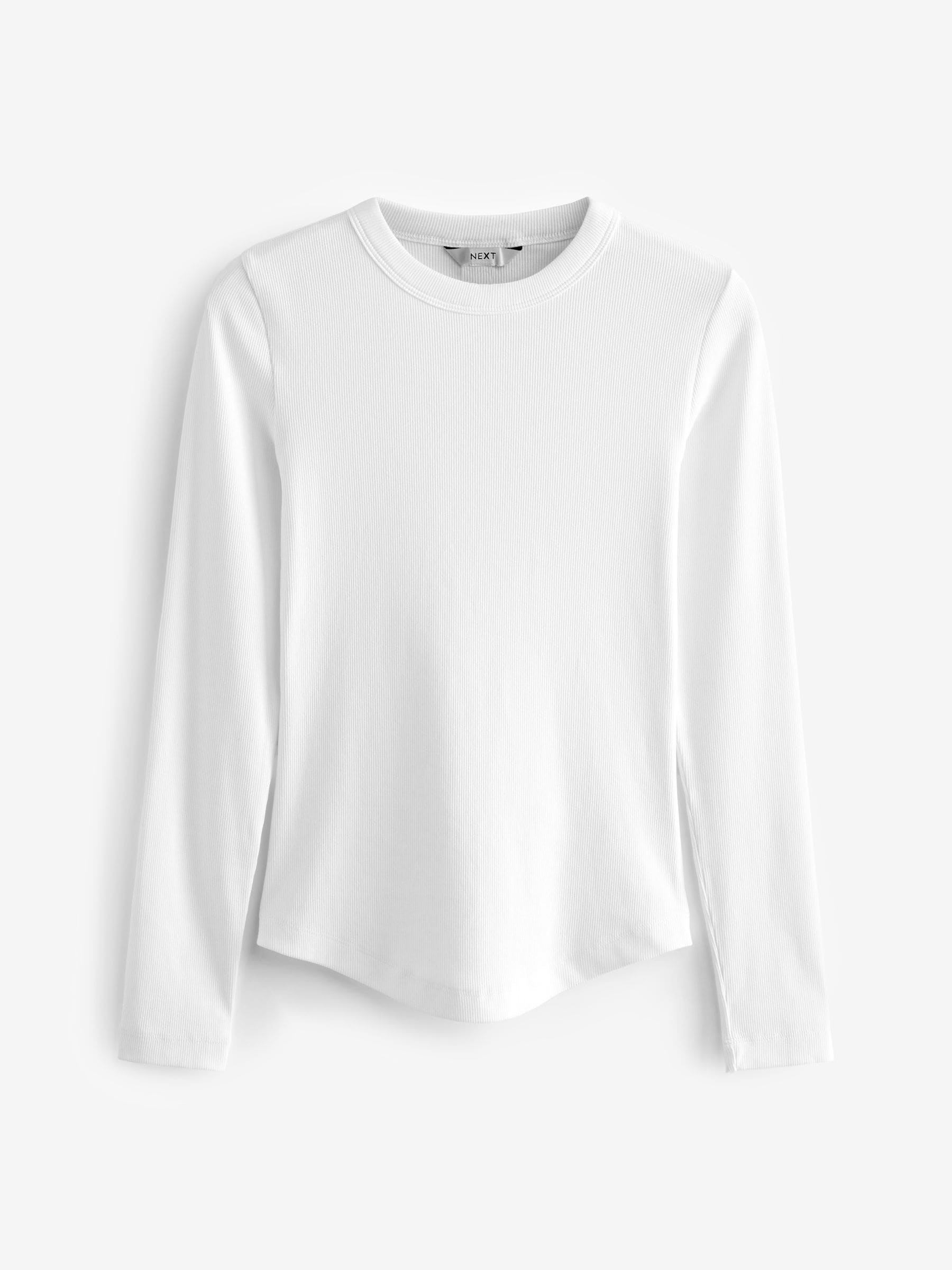 Next Långärmat Ribbed Rund Hals Topp