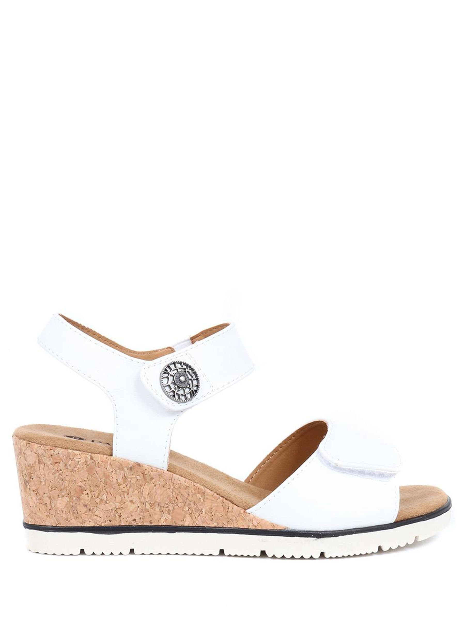 Pavers White Blue Adjustable Wedge Sandals
