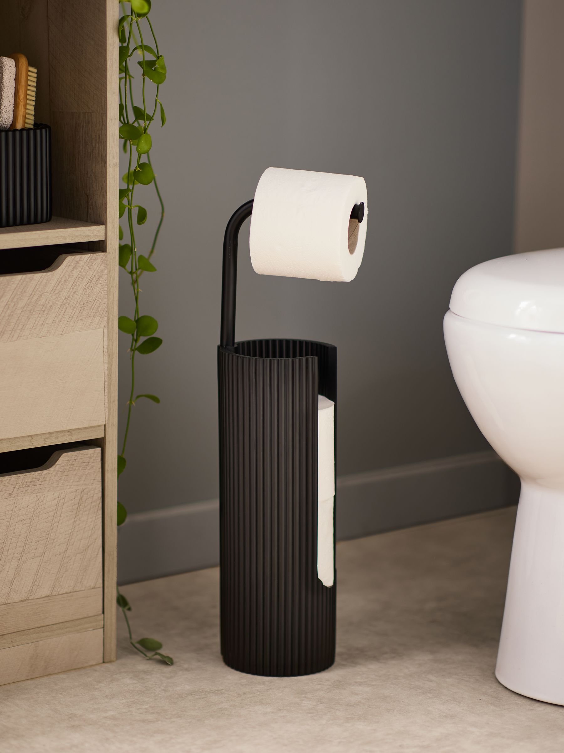 Next Black Rib Toilet Roll Holder