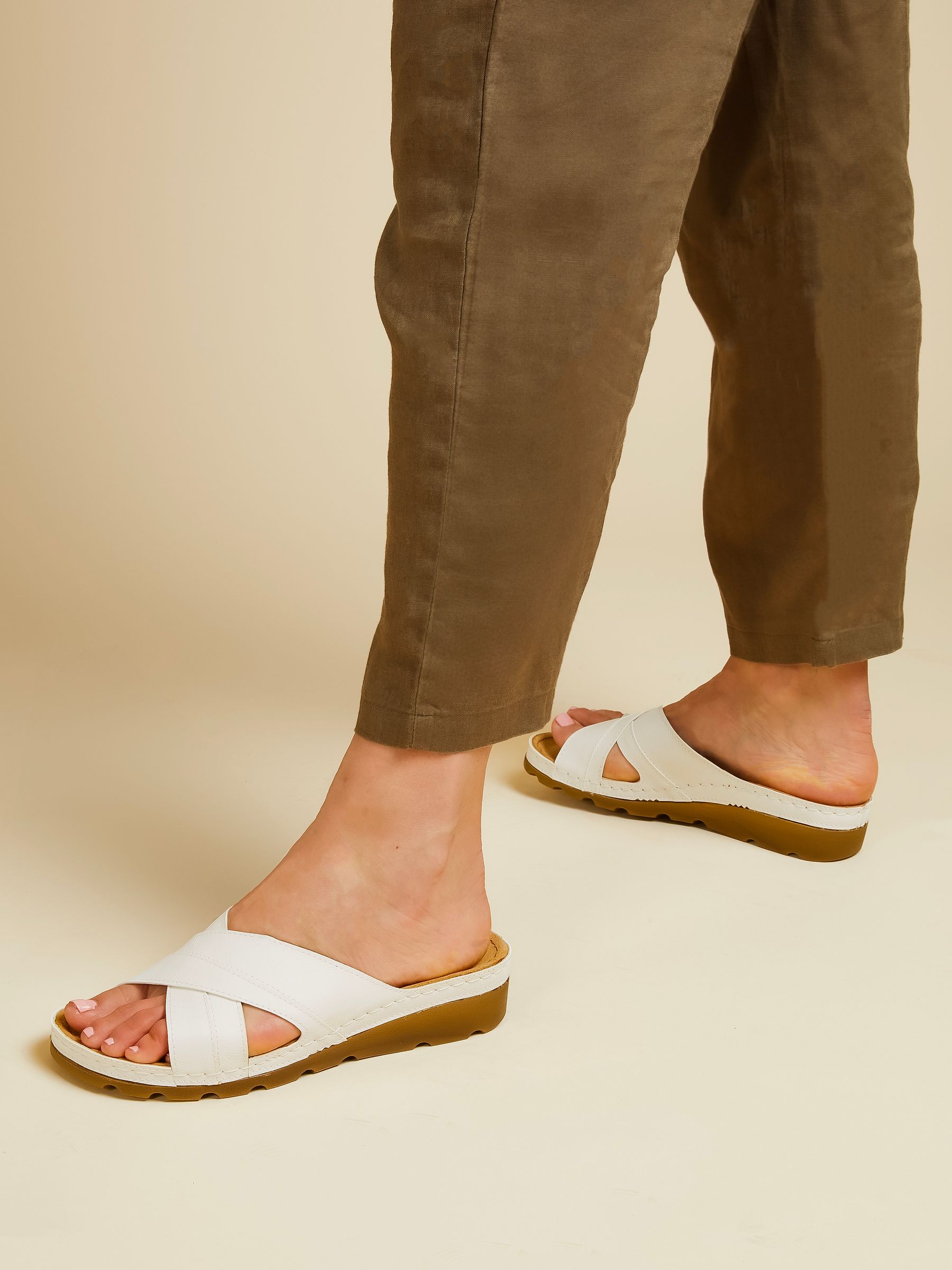 Next - Pavers White Crossover Mule Sandals