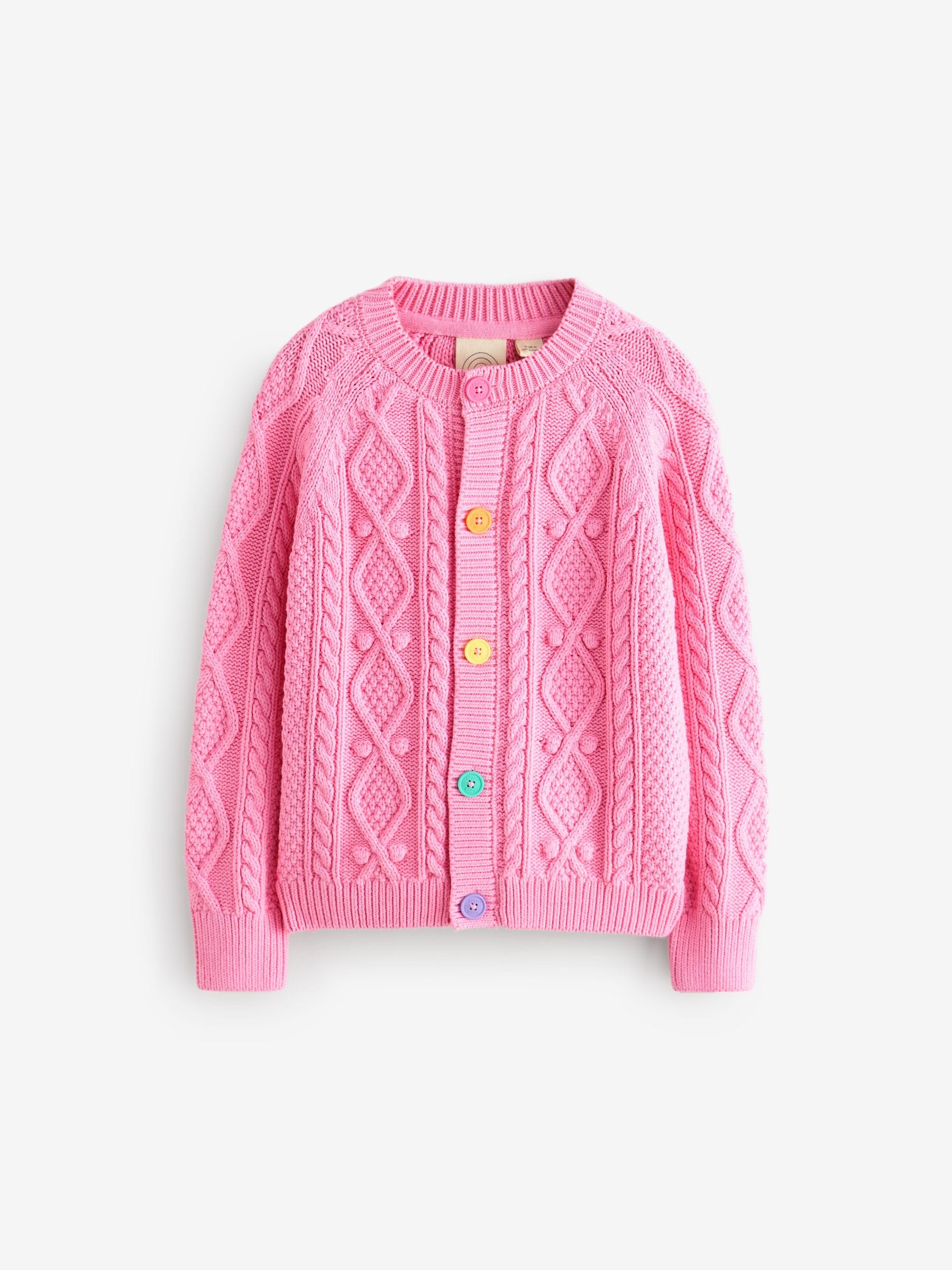 Little Bird By Jools Oliver Pink Knitted Cable Cotton Cardigan