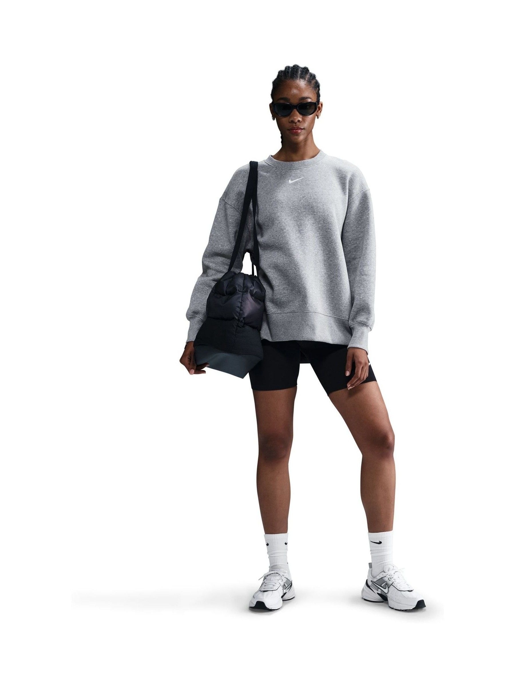 Nike Grey Heather Oversized Fleece Crew Neck Sweatshirt
