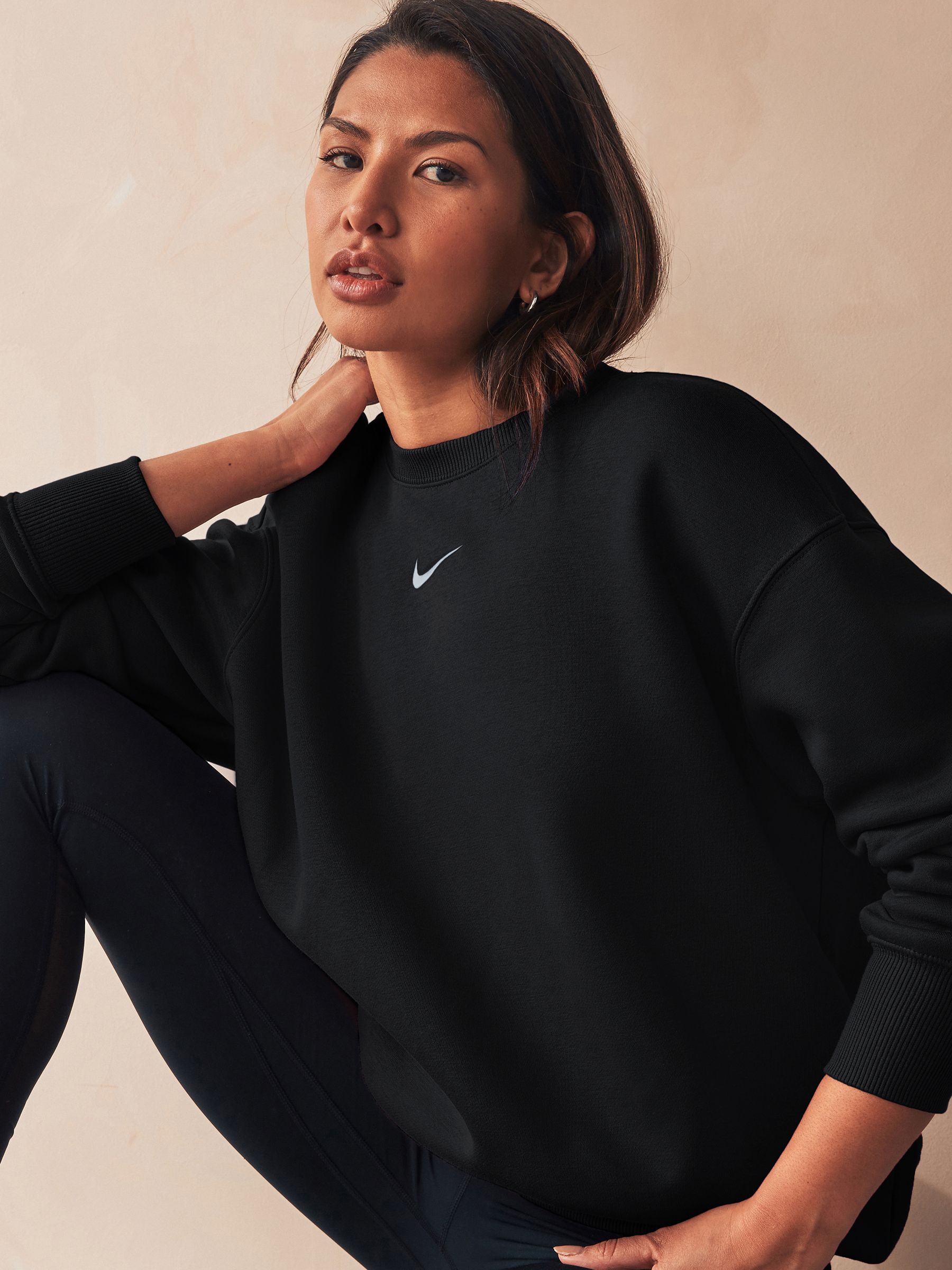 Nike Black Oversized Fleece Crew Neck Sweatshirt