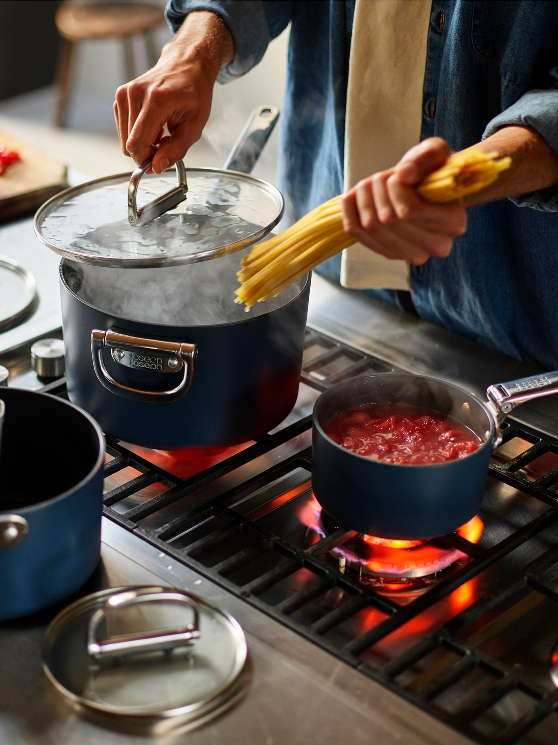 Joseph Joseph Midnight Blue Space Folding Handle Ceramic Nonstick 15Cm Saucepan And Lid