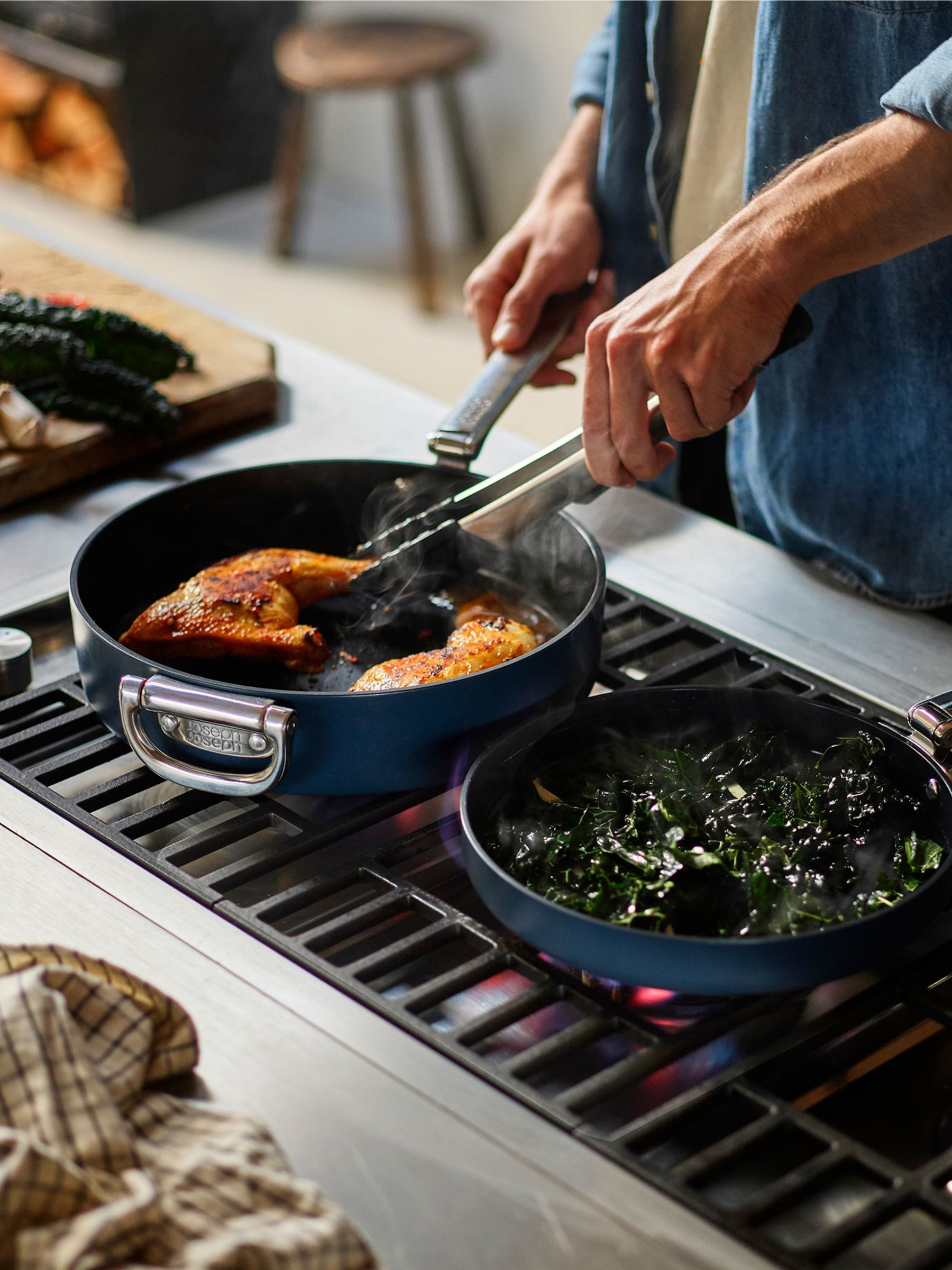Joseph Joseph Midnight Blue Space Folding Handle Ceramic Non Stick 28Cm Frying Pan
