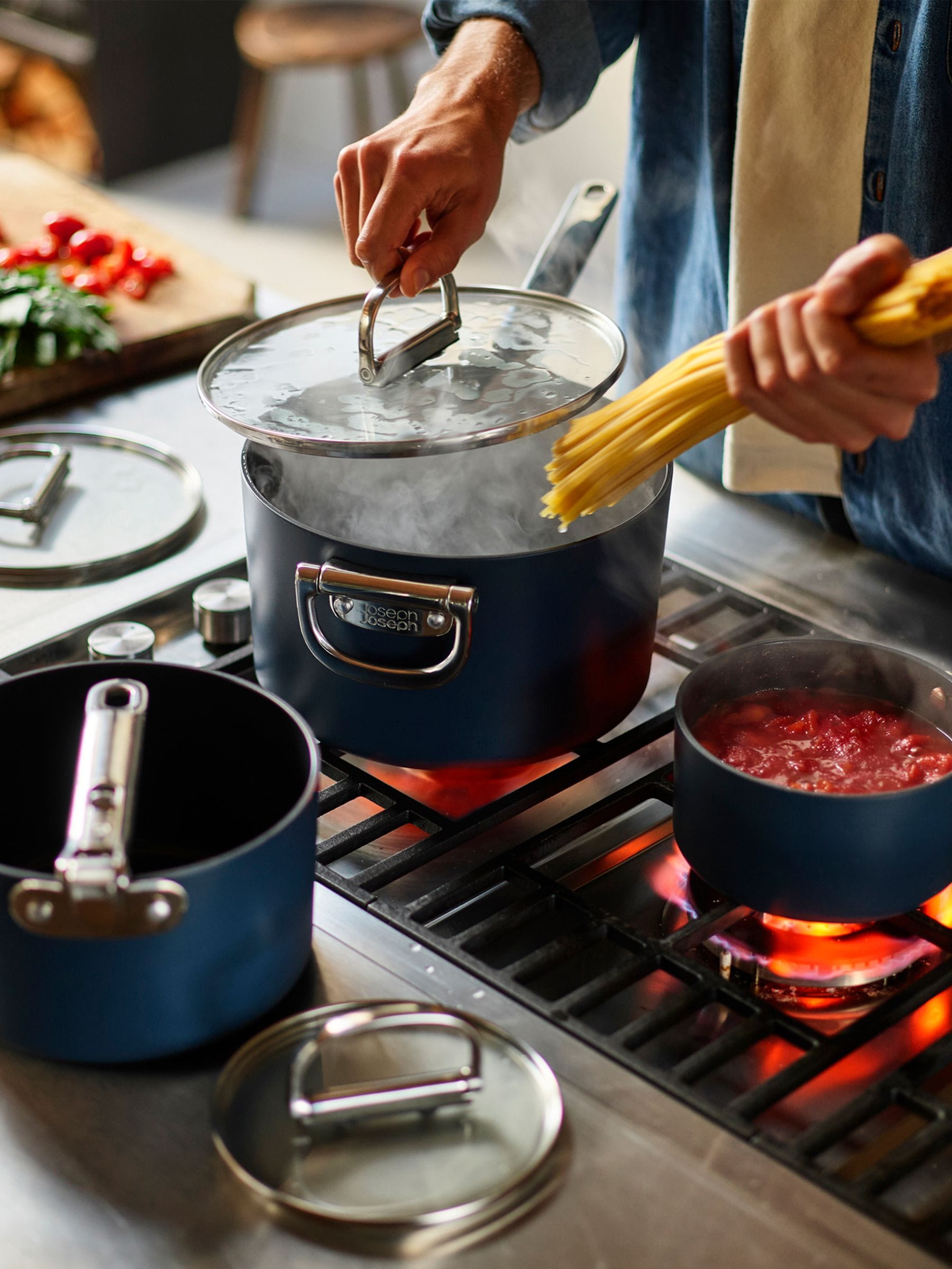 Joseph Joseph Midnight Blue Space Folding Handle Ceramic Nonstick 23Cm Saucepan And Lid