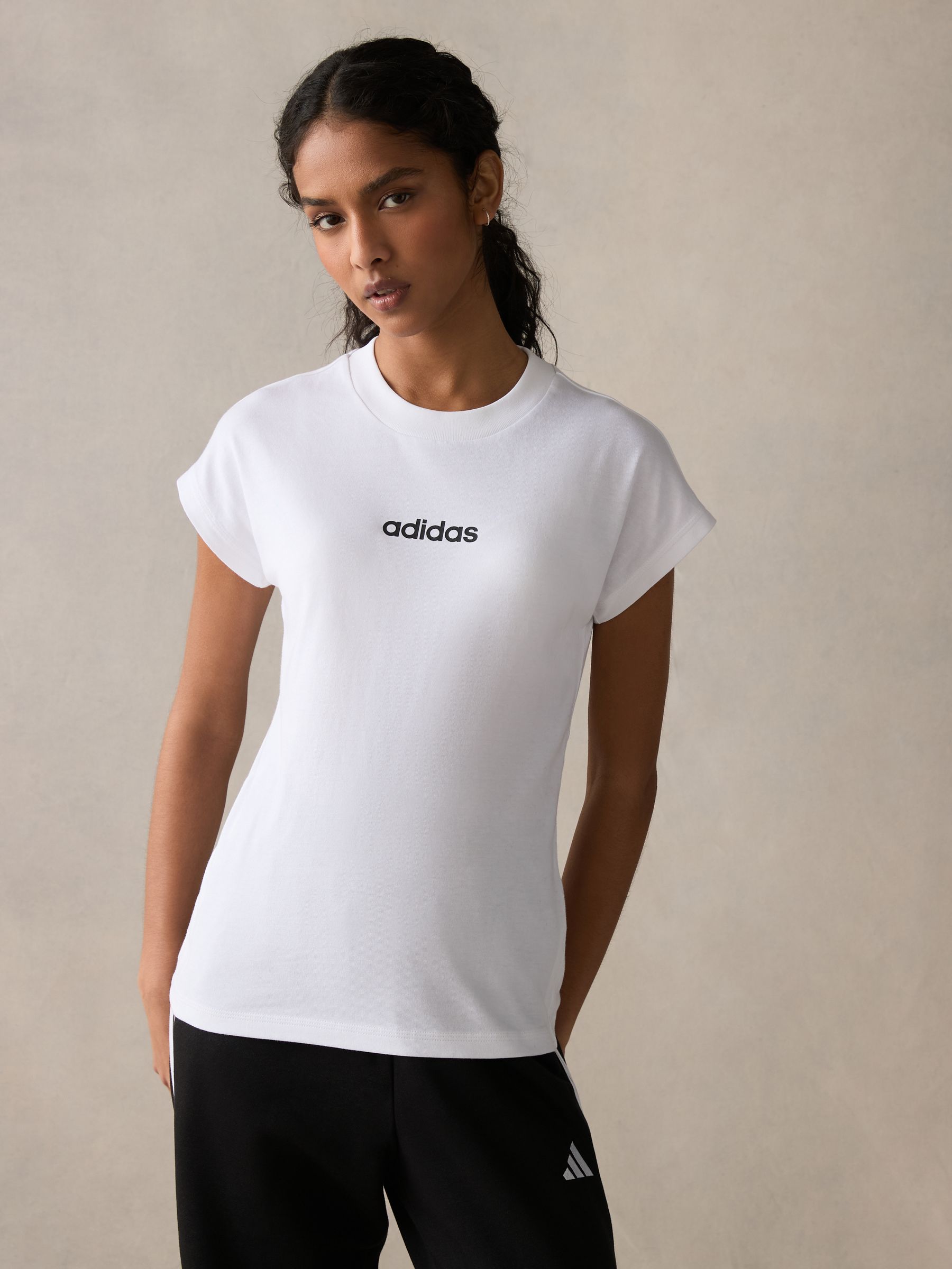 Adidas Mujer Blanco Camiseta De Essentials Linear - Imagen 4