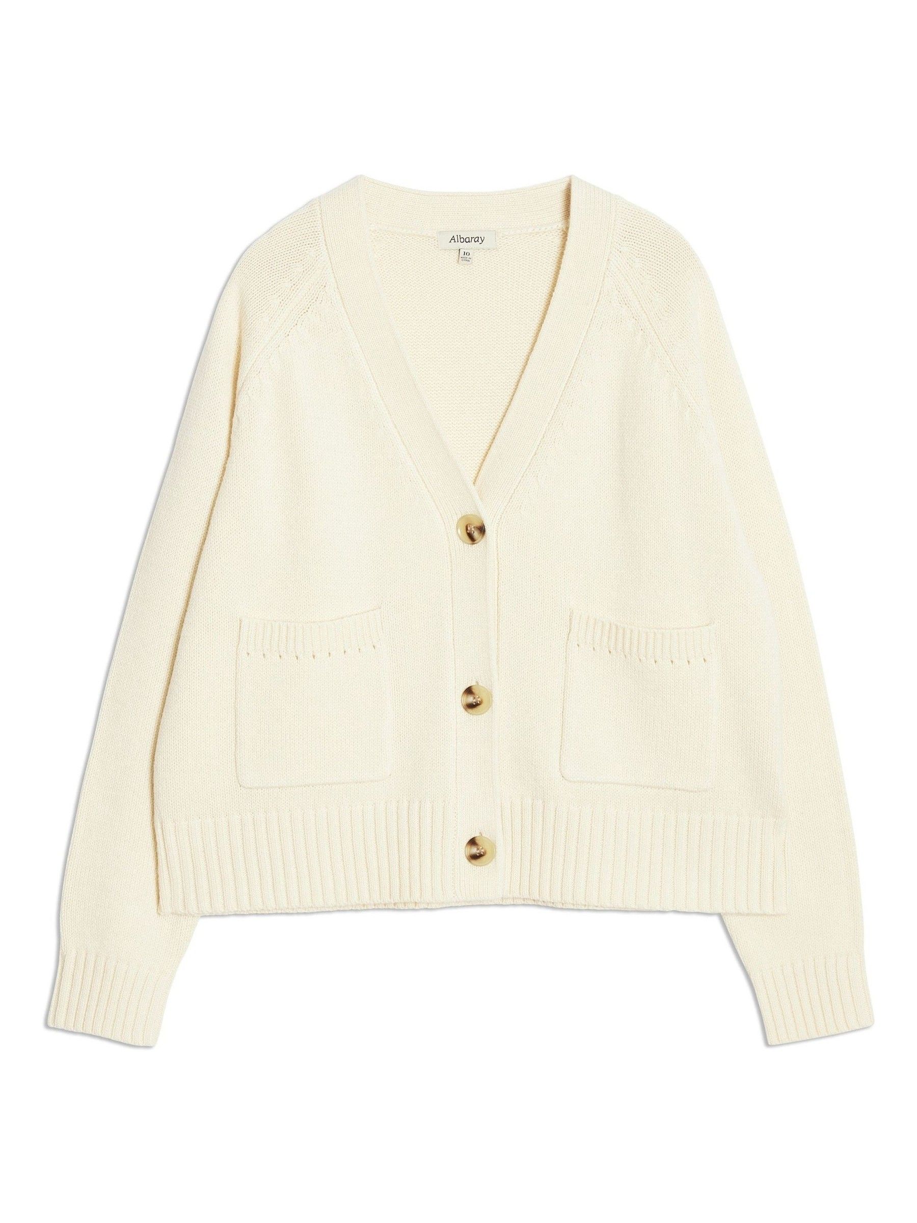Albaray Cream Relaxed V-Neck Cardigan