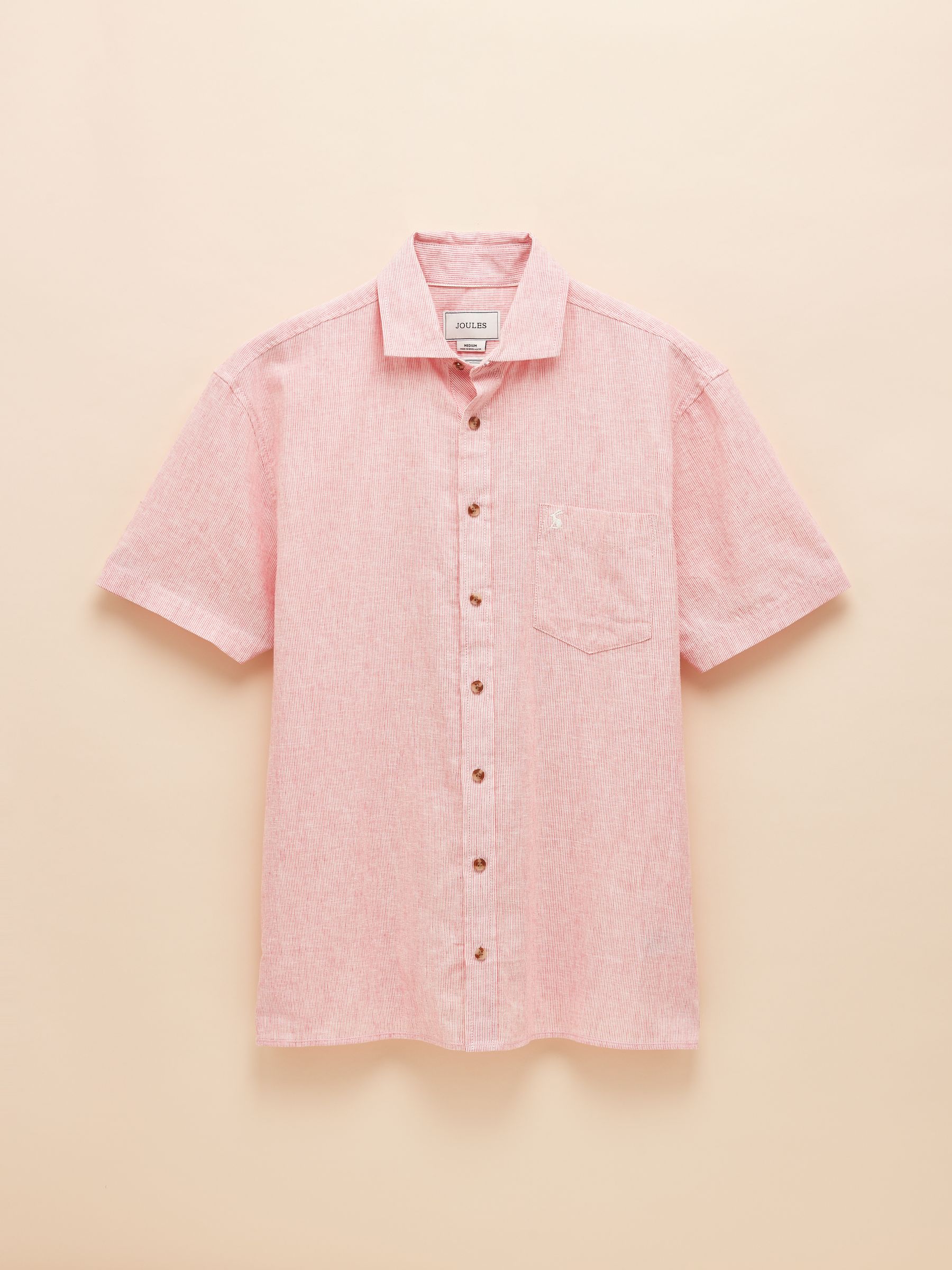 Joules Herr Röd Rand Linne Blend Skjortor
