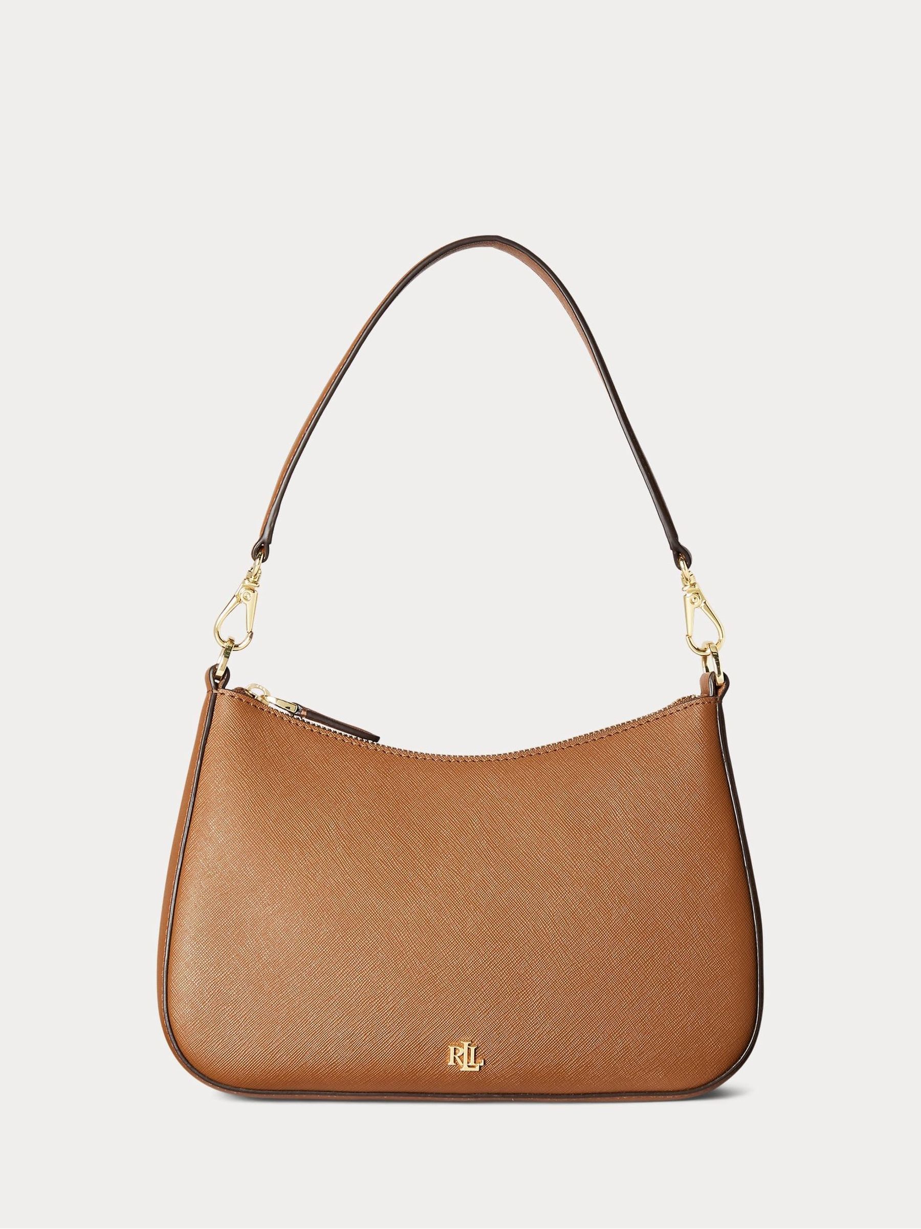 Lauren Ralph Lauren Lauren Tan Danni Crosshatch Leather Medium Bag