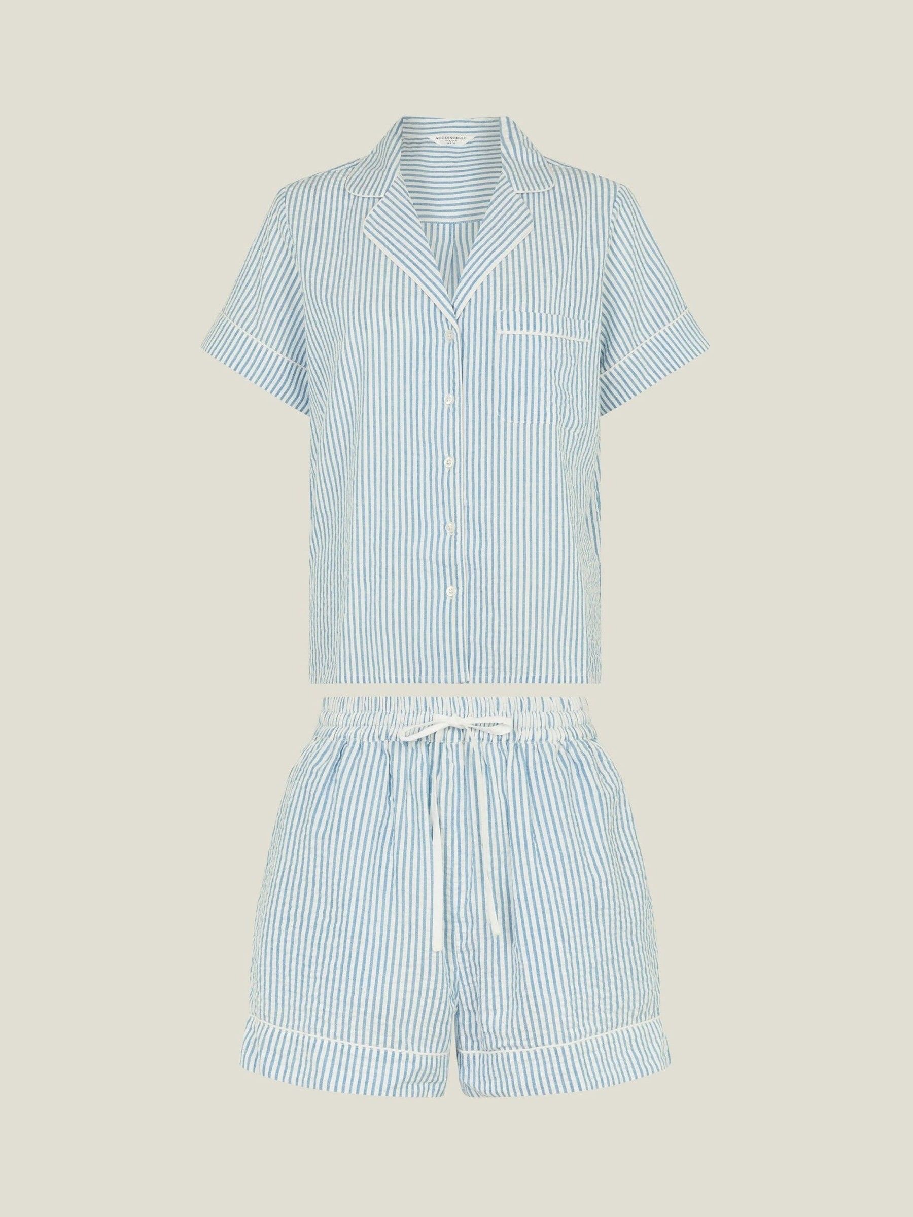 Next - Accessorize Stribet 100% Bomuld Kort Pyjamassæt
