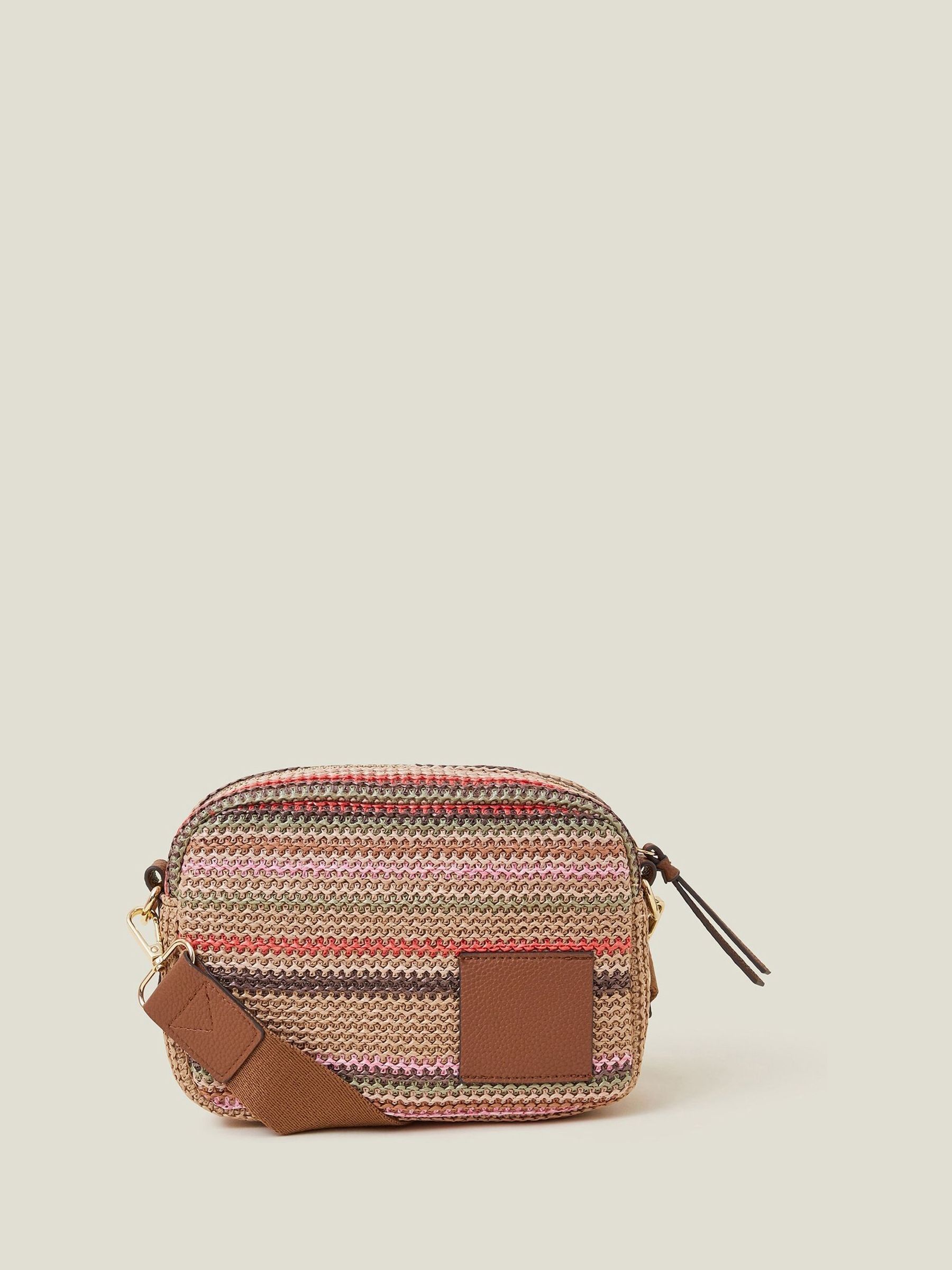 Next - Accessorize Small Stribet Raffia Skuldertaske
