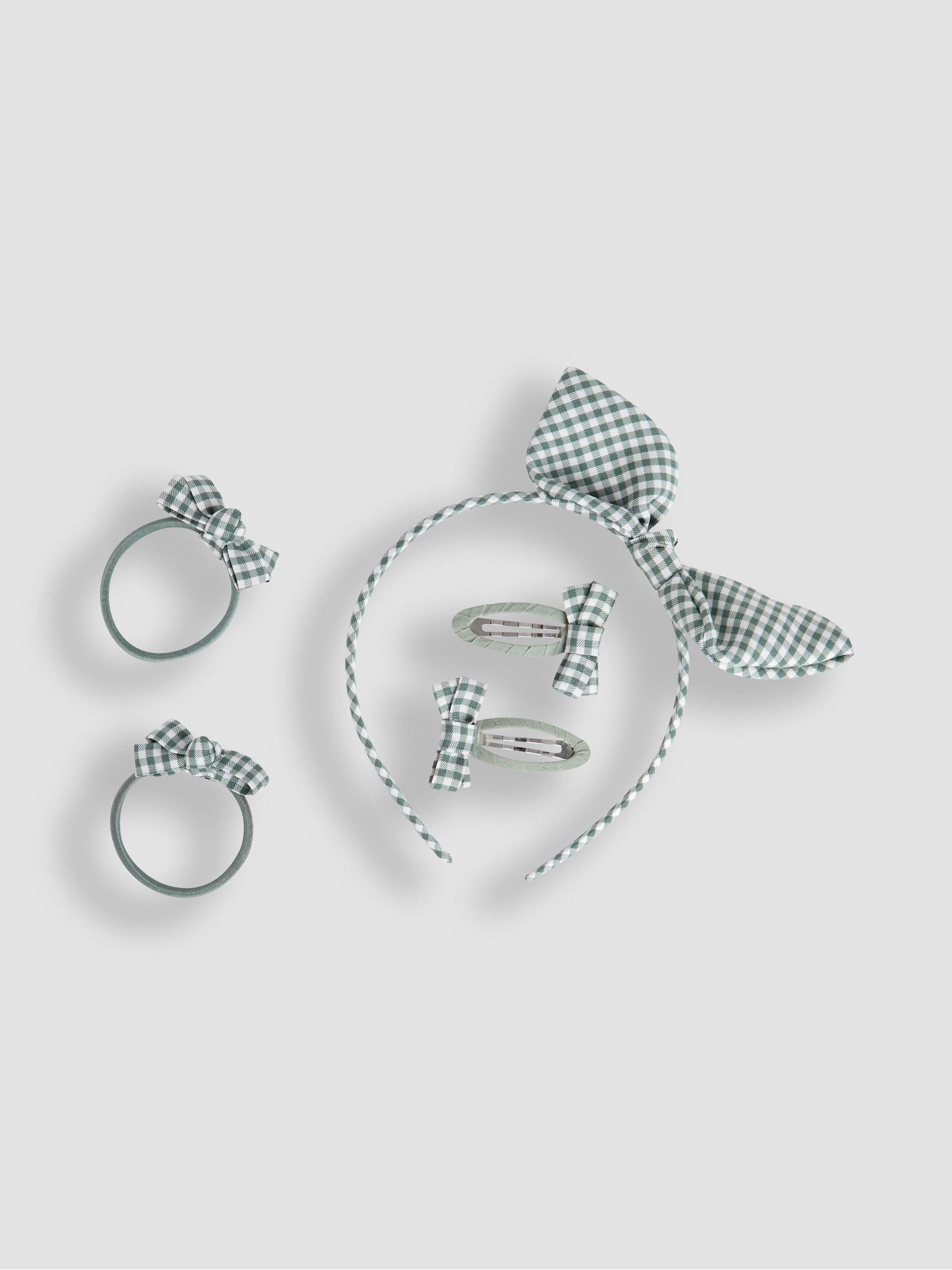 Jojo Maman Bébé Női Zöld Gingham Hair Accessories Pack