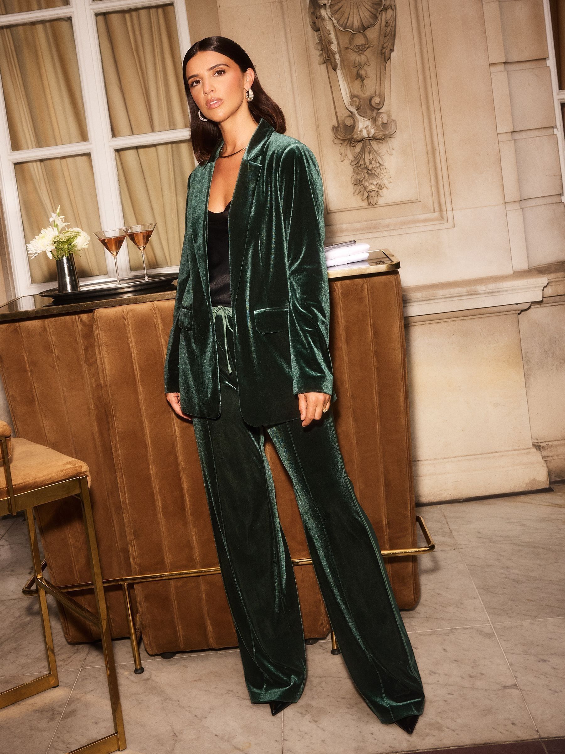 Friends Like These X Lucy Mecklenburgh Green Velvet Trousers