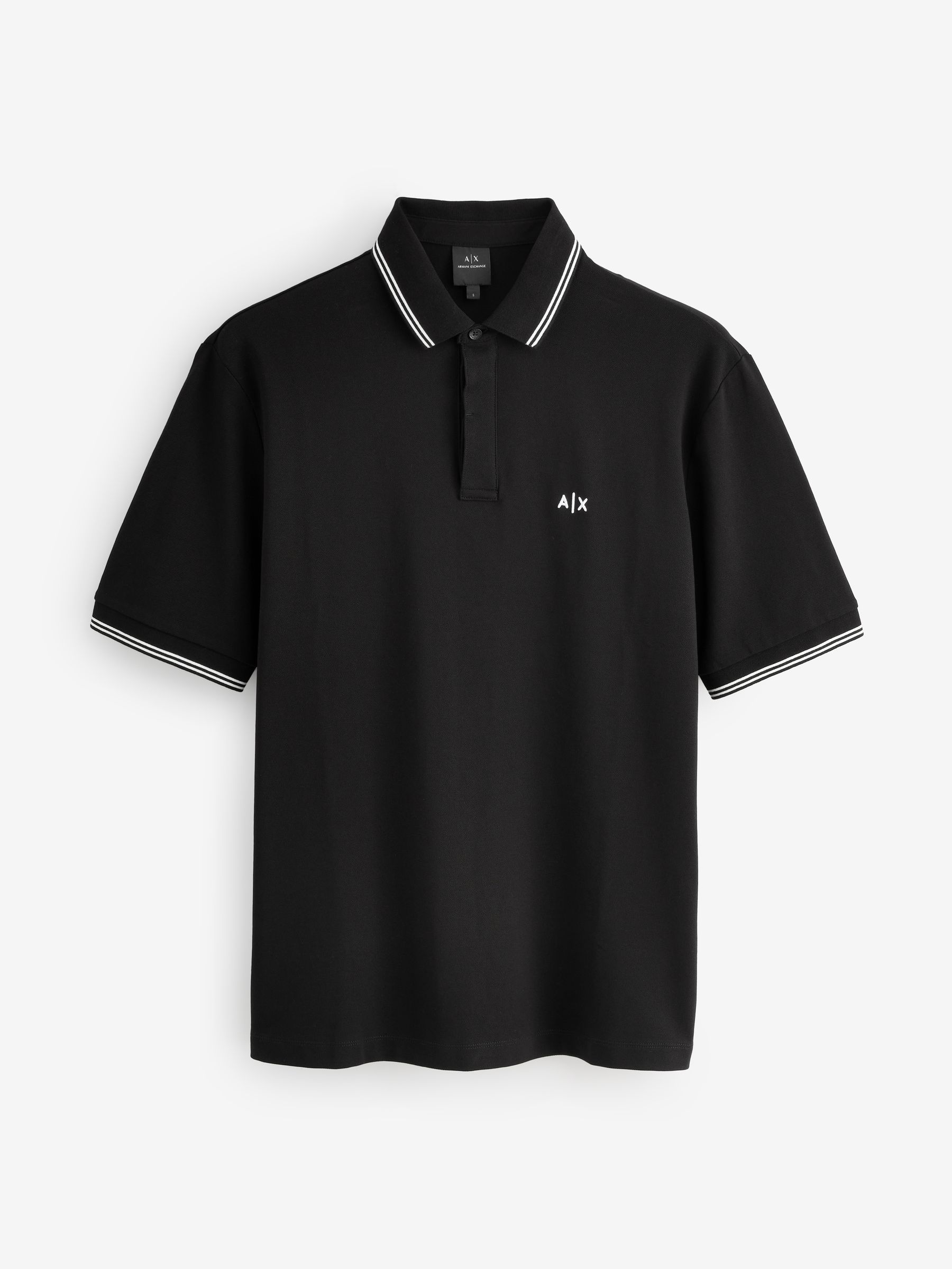 Armani Exchange Hombre Negro Regular Fit Logo Polo Shirt