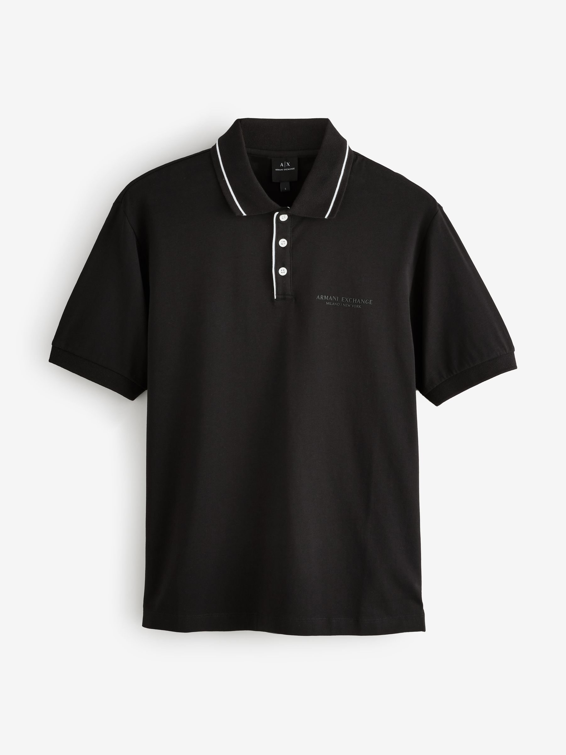 Next - Armani Exchange Męski Czarny Regular Fit Logo Polo Shirt Mały