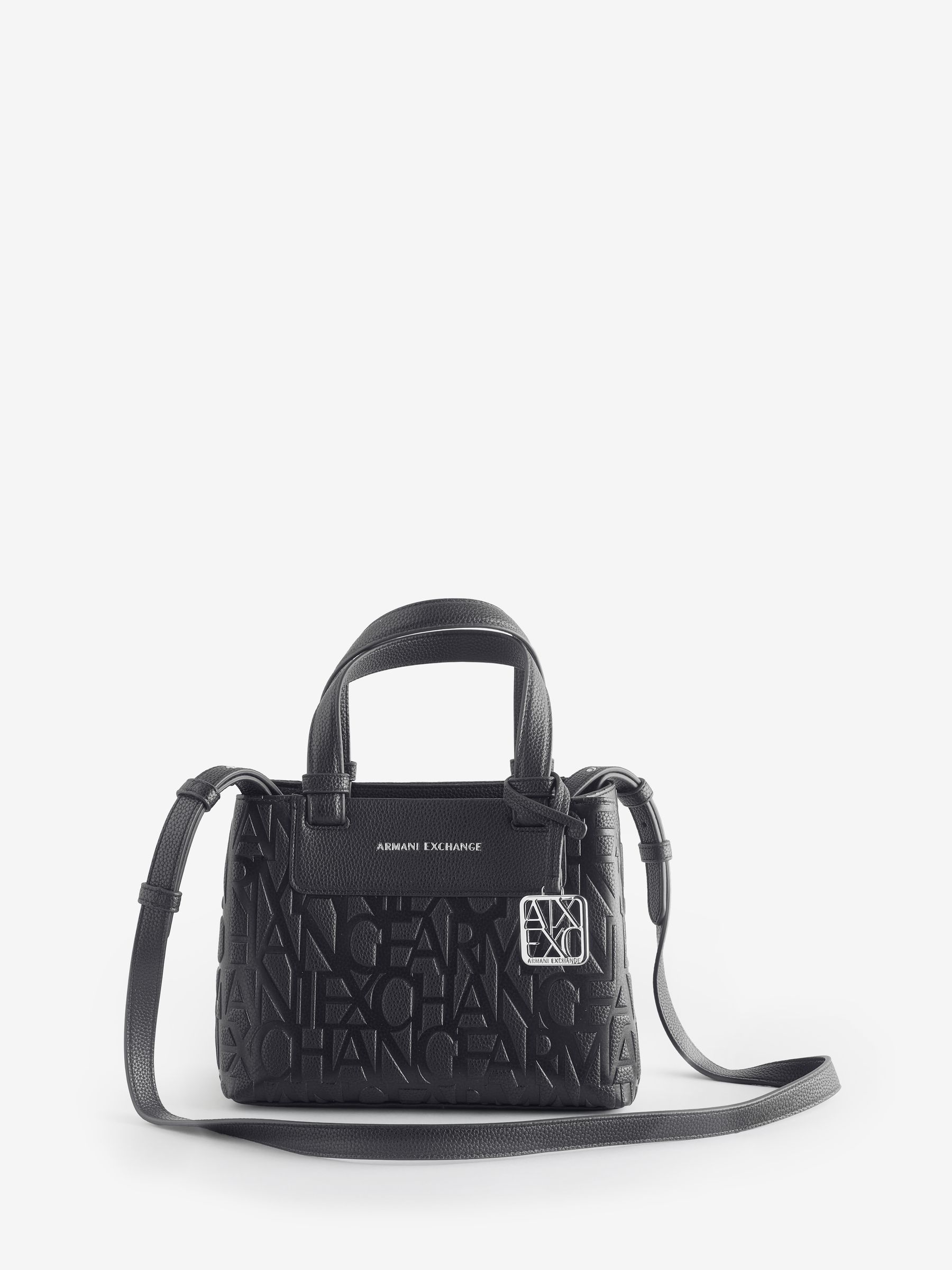 Armani Exchange Negro Armani Bolsa De Mano Con El Logotipo De Exchange