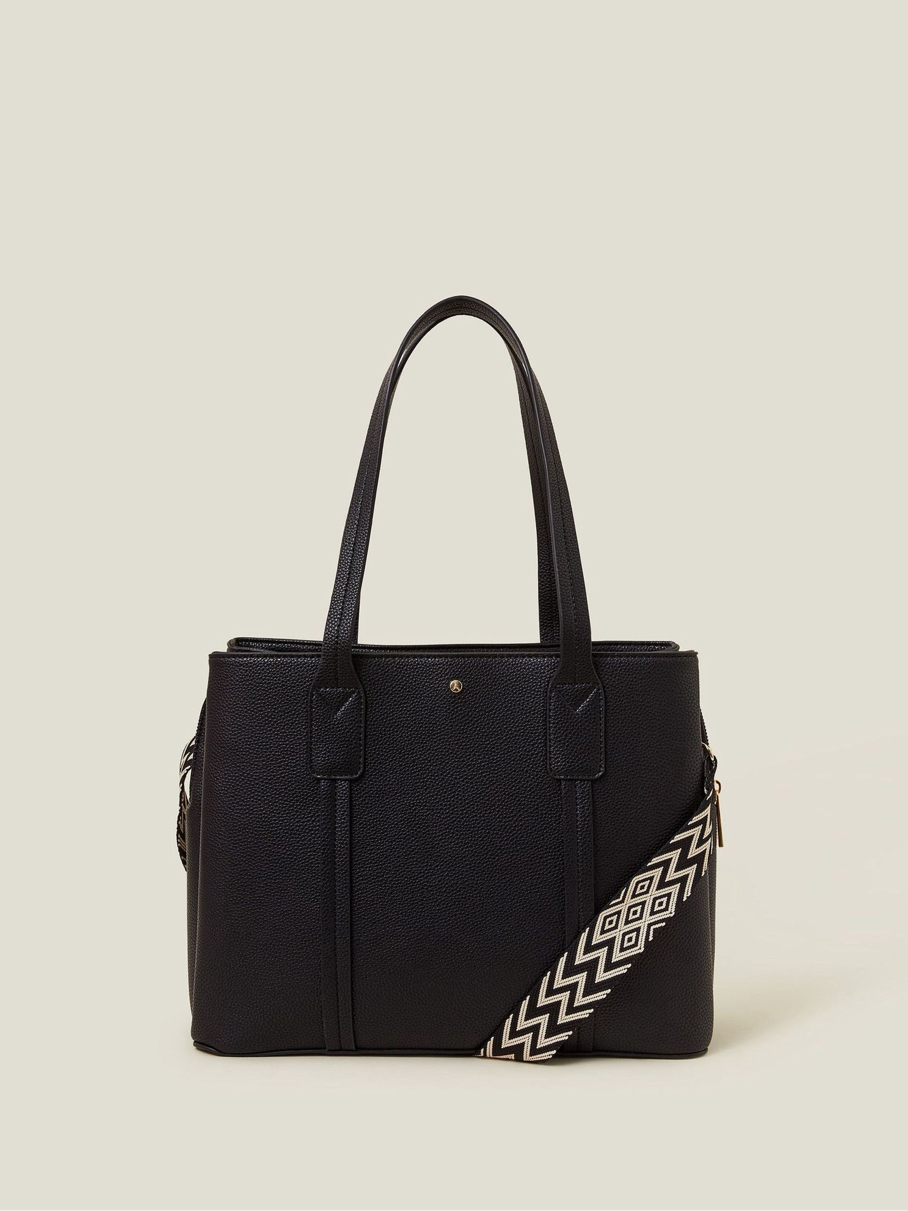Accessorize Black Webbing Strap Tote Bag