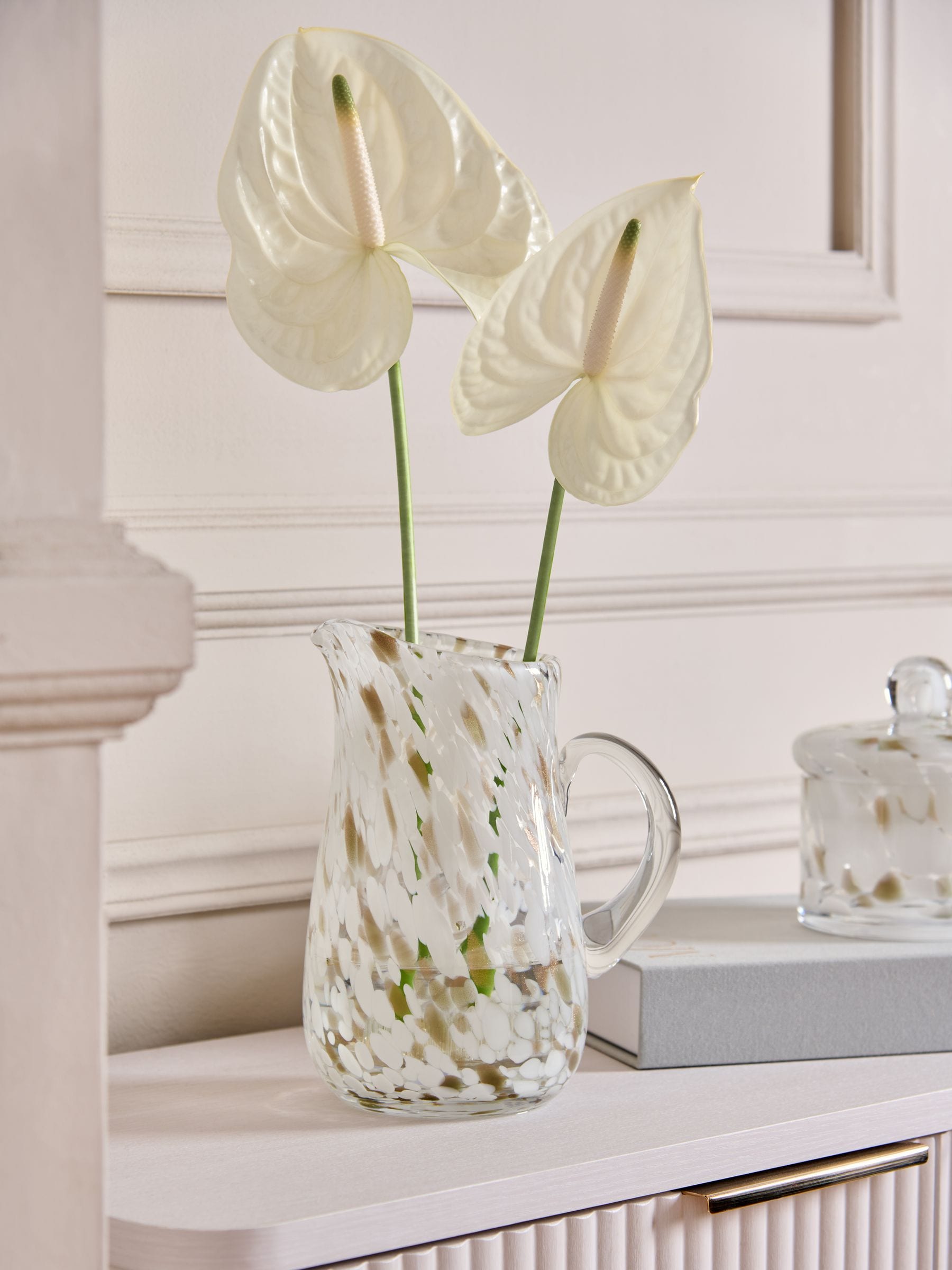 Next White/Gold Jug Confetti Glass Flower Vase