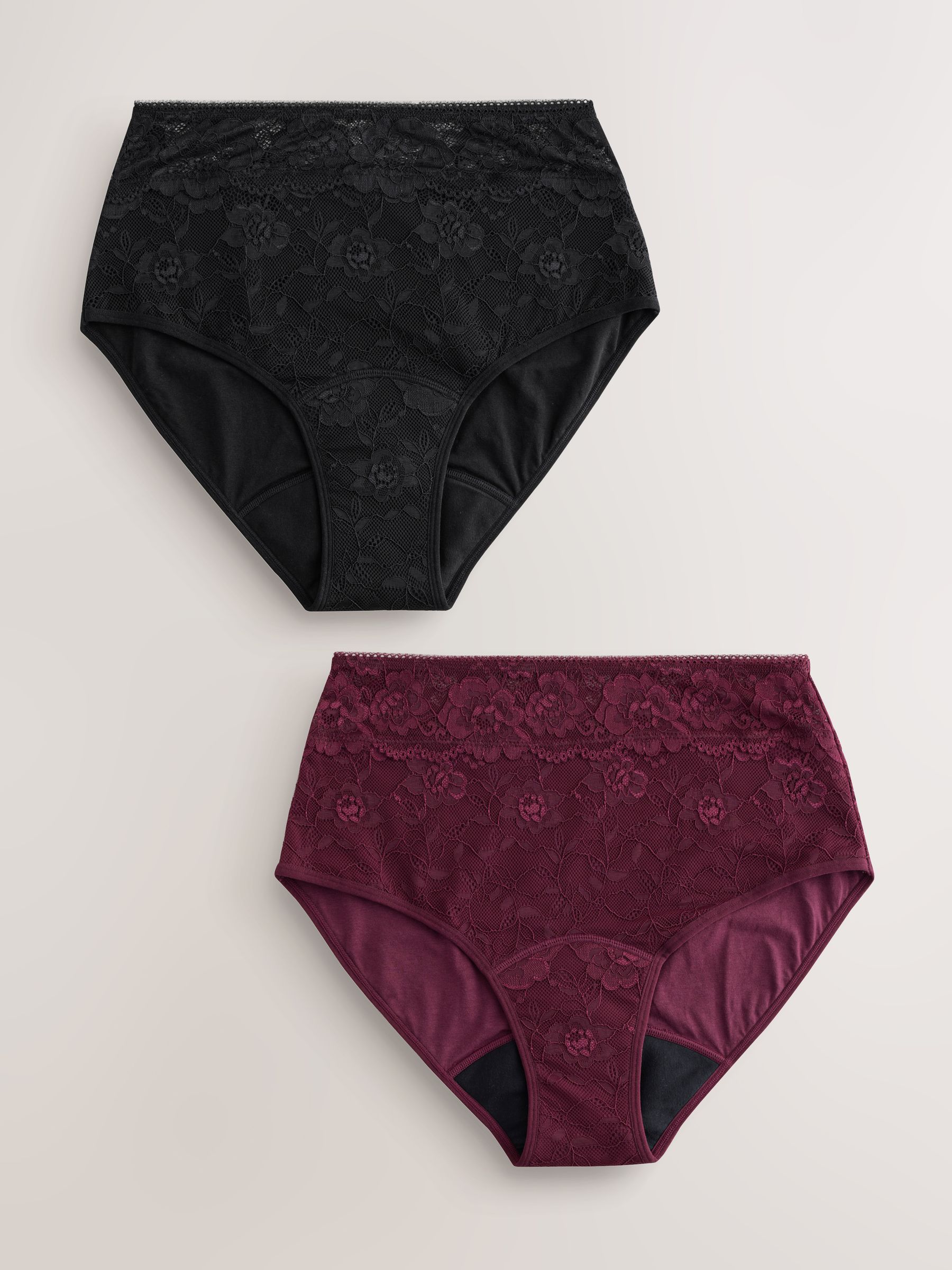 Next Teljesen Csipkés, Közepesen Áteresztő, Menstruációs Bugyi 2 Csomag