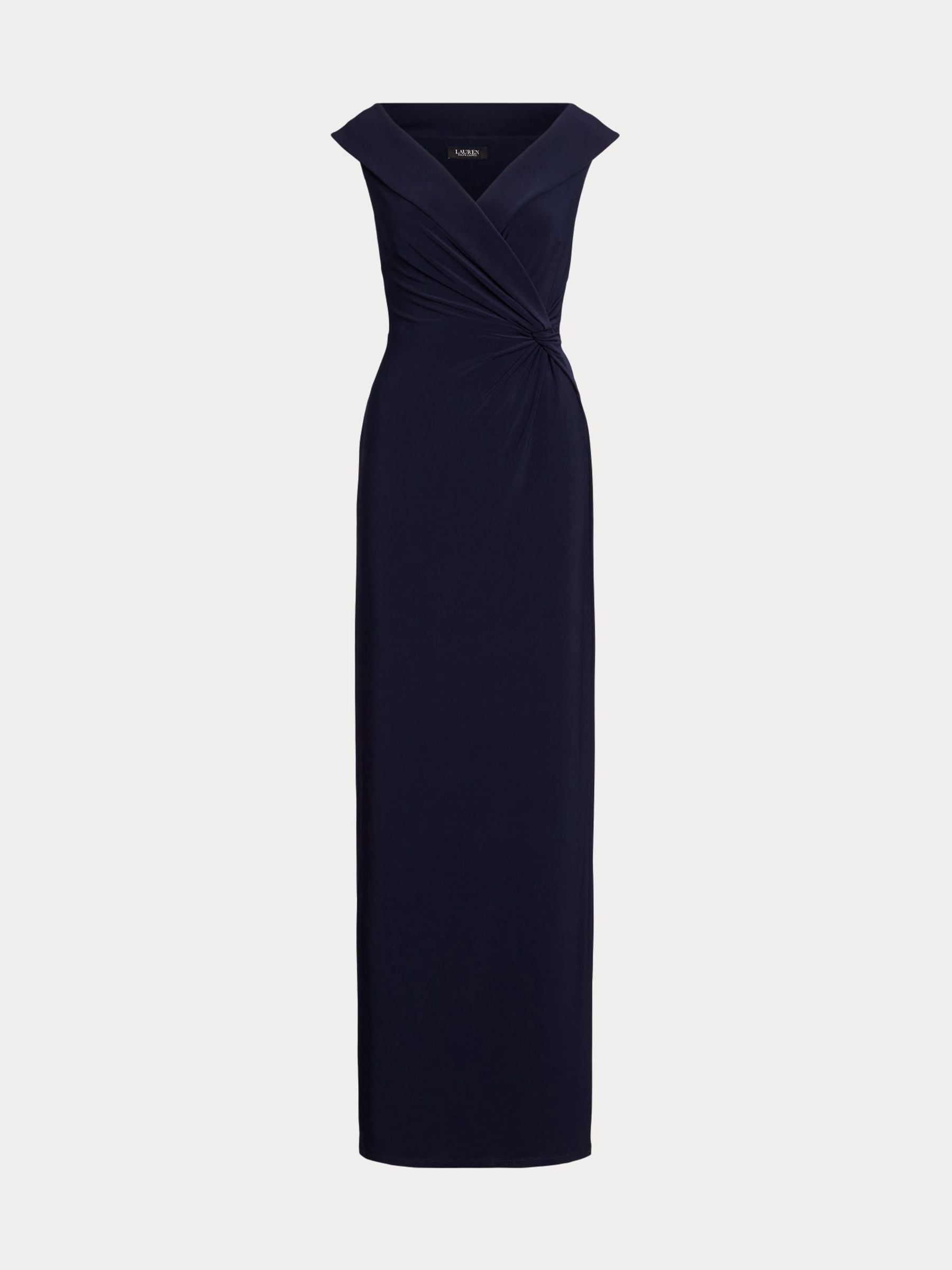 Lauren Ralph Lauren Kvinno Lighthouse Navy Jersey Off The Shoulder Gown