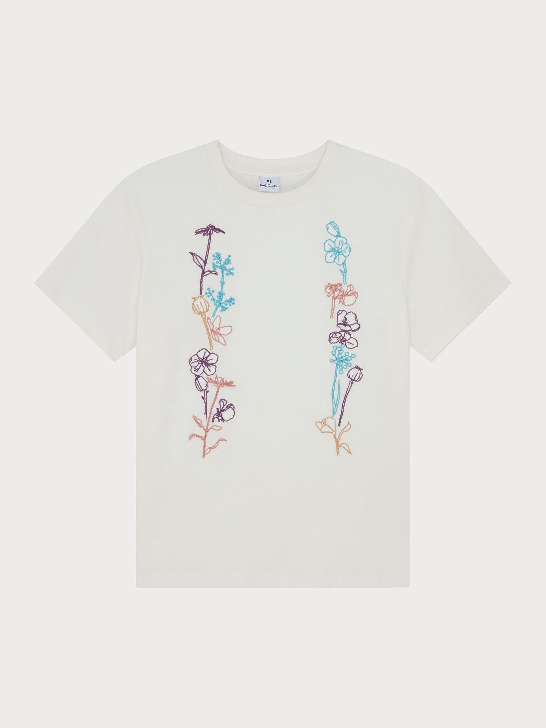 PS Paul Smith - T-Shirt Femme - Broderie Fleur - Coton