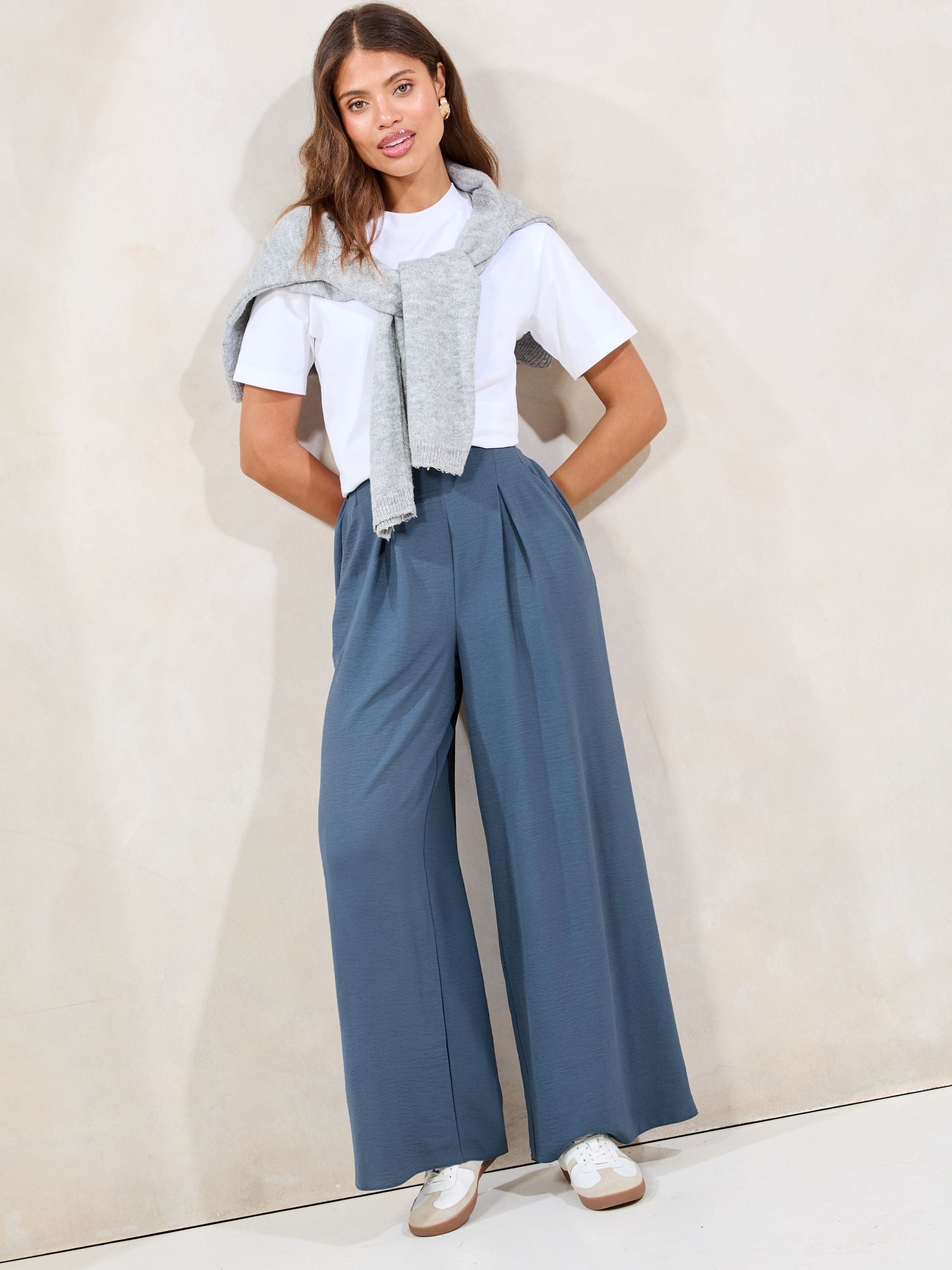Lipsy Blue High Waisted Wide Leg Trousers