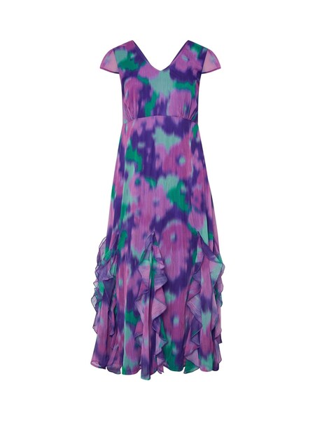 Yours Curve Pink London Floral Print Ruffle Hem Dress