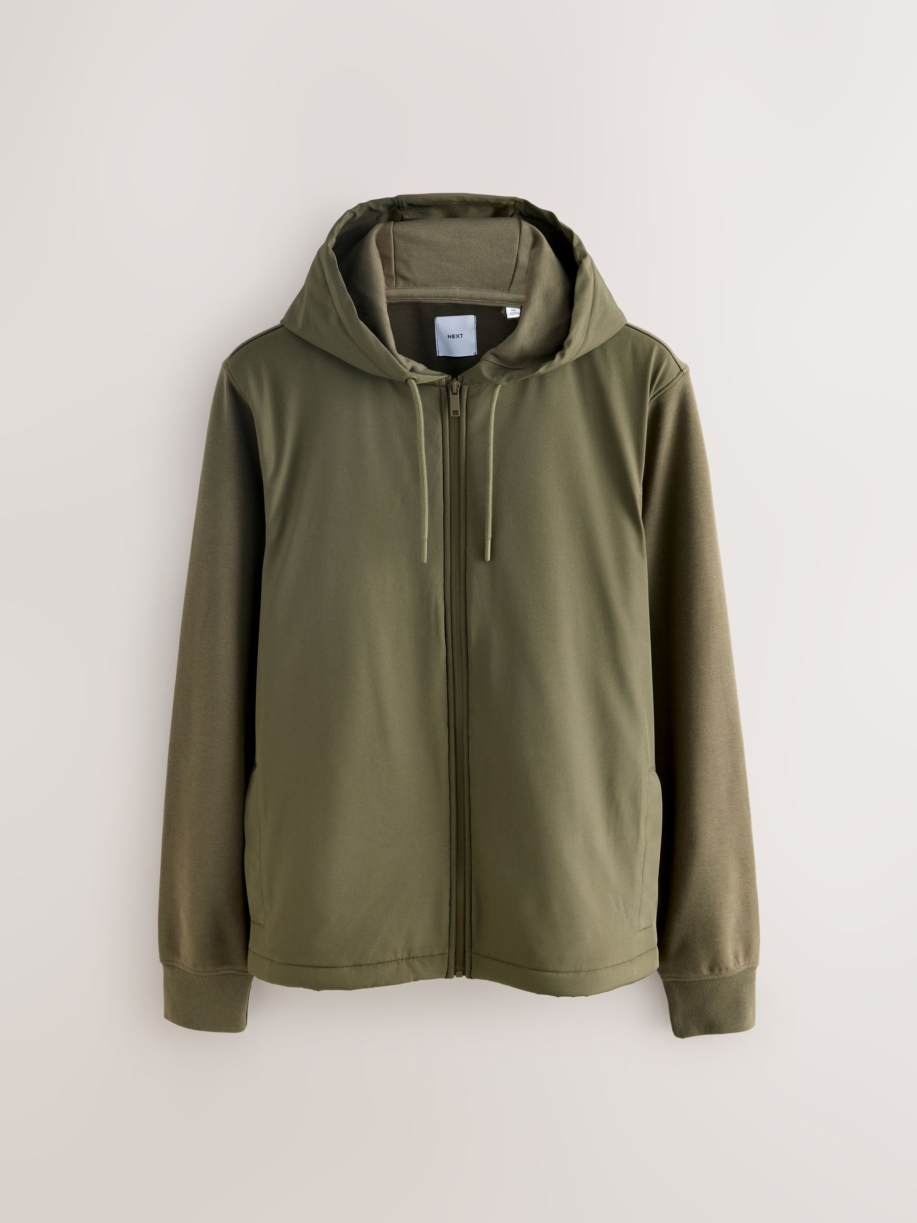 Next Khaki Green Hooded Hybrid Full Zip Jacket