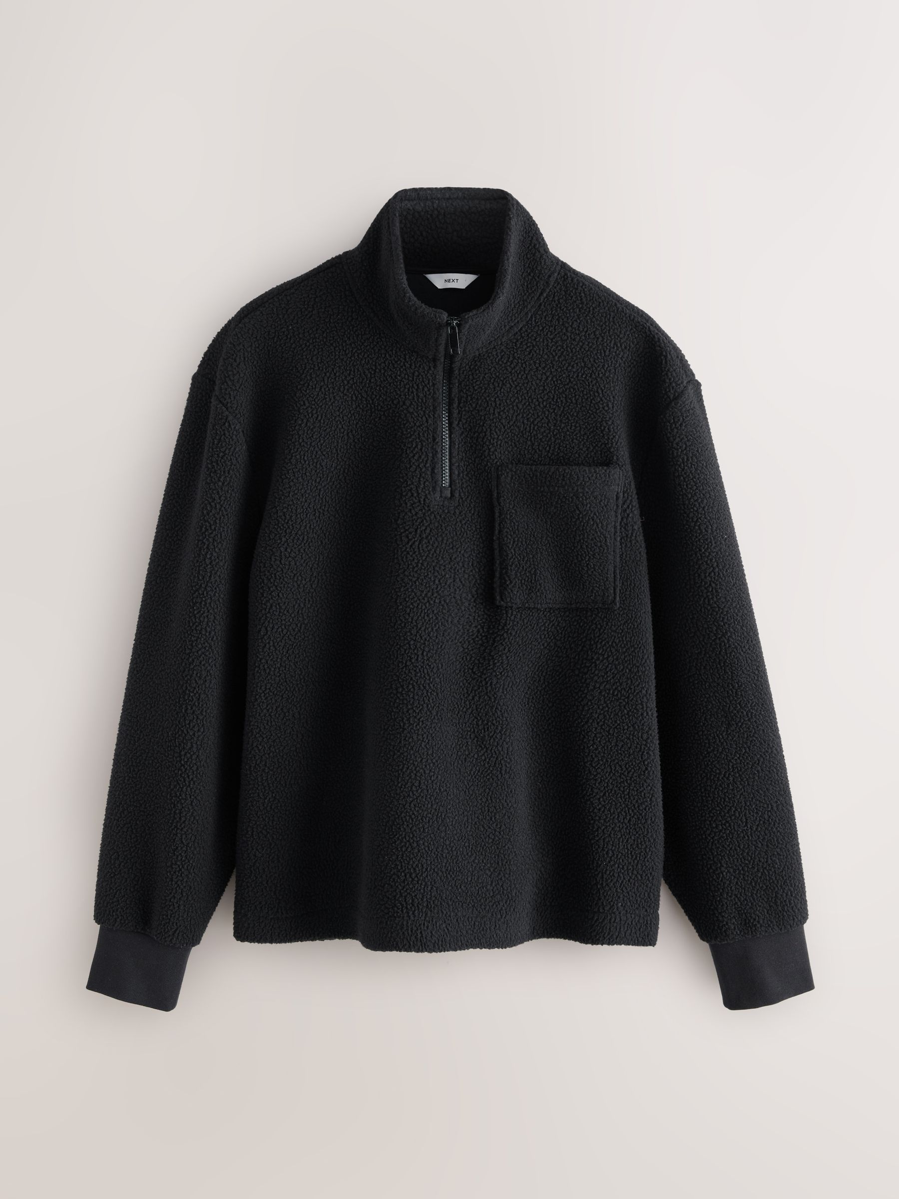 Next Black Quarter Zip Borg Fleece