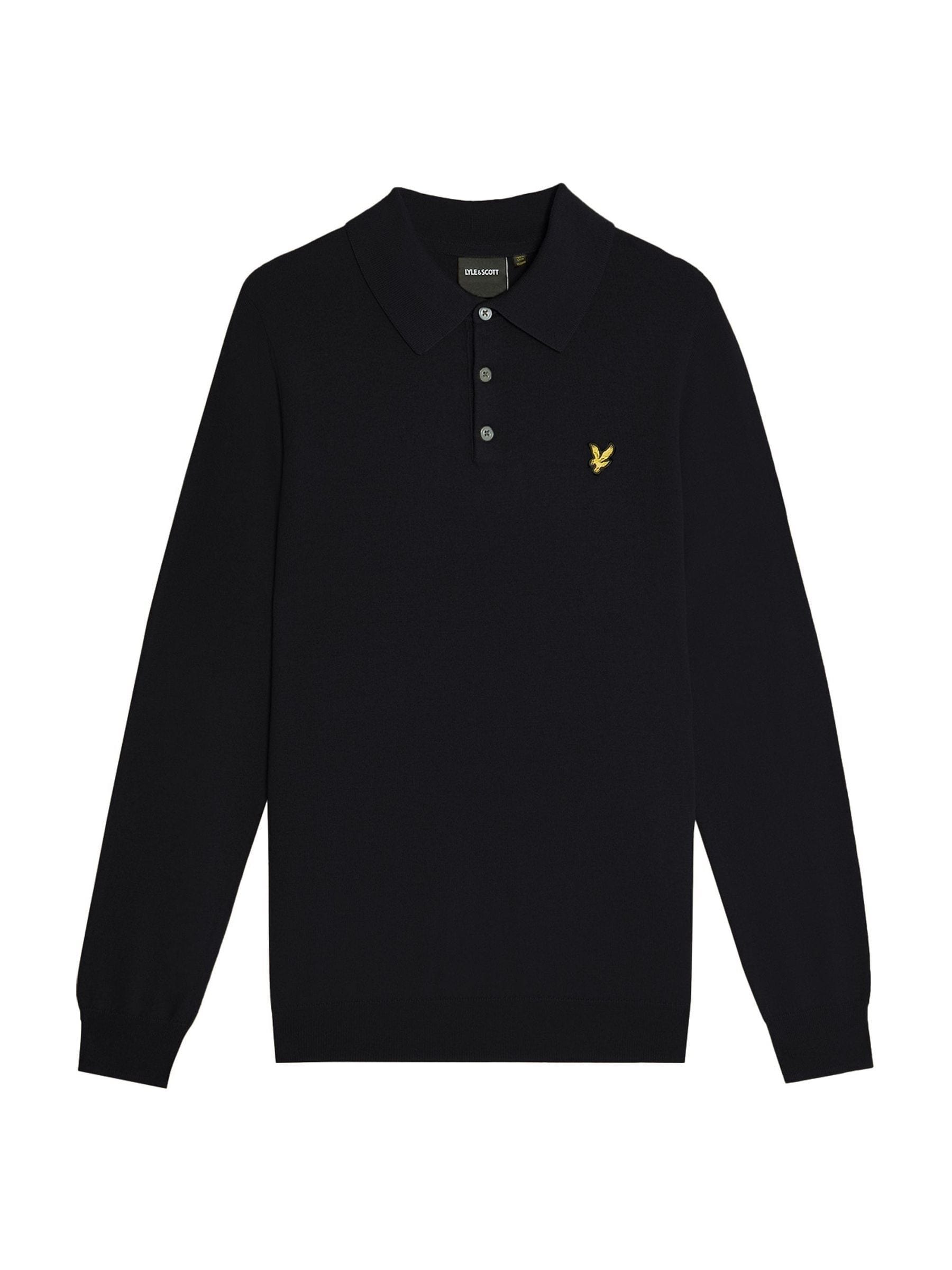 Lyle & Scott Uomo Blu E Cotton Merino Long Sleeve Knitted Polo Shirt - Immagine 1