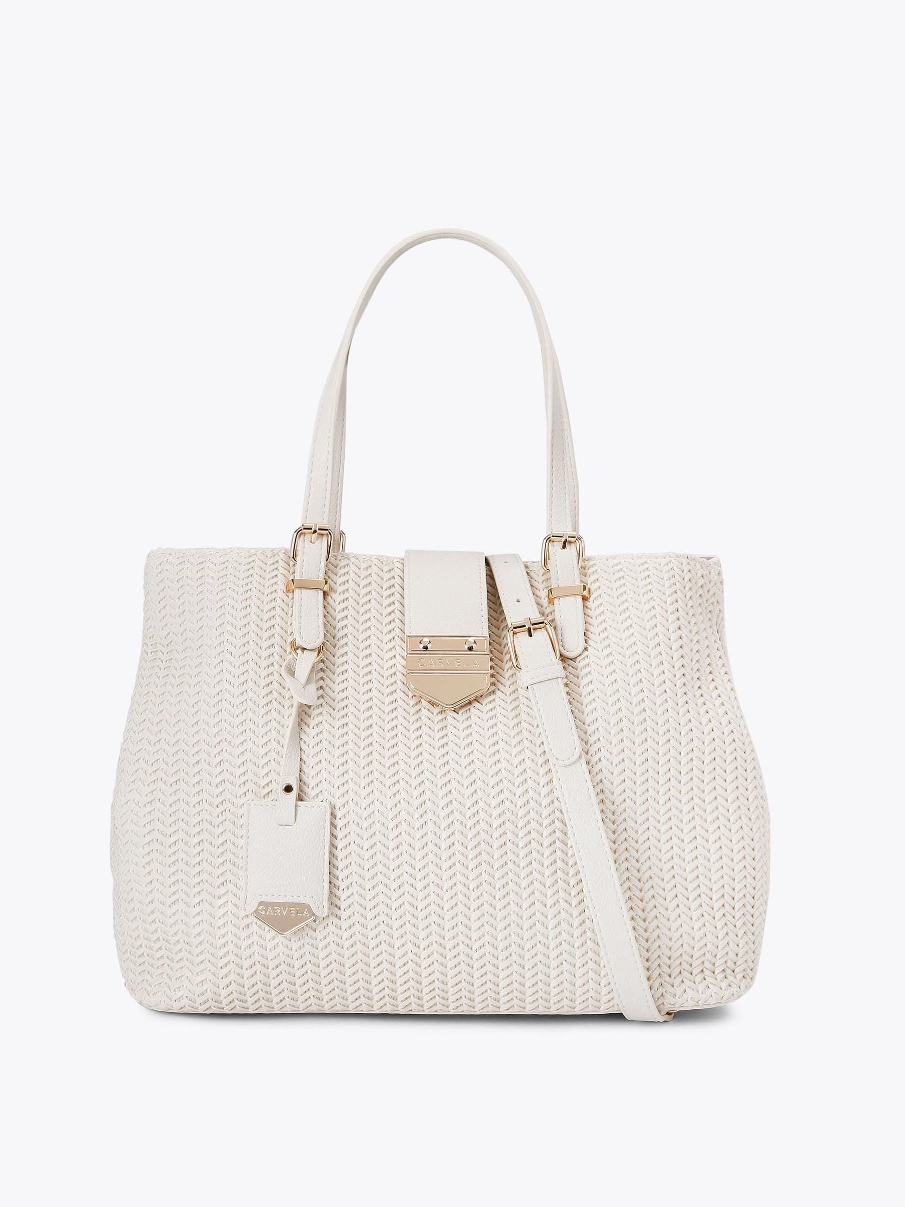 Carvela Cream Maria Midi Weave Bag