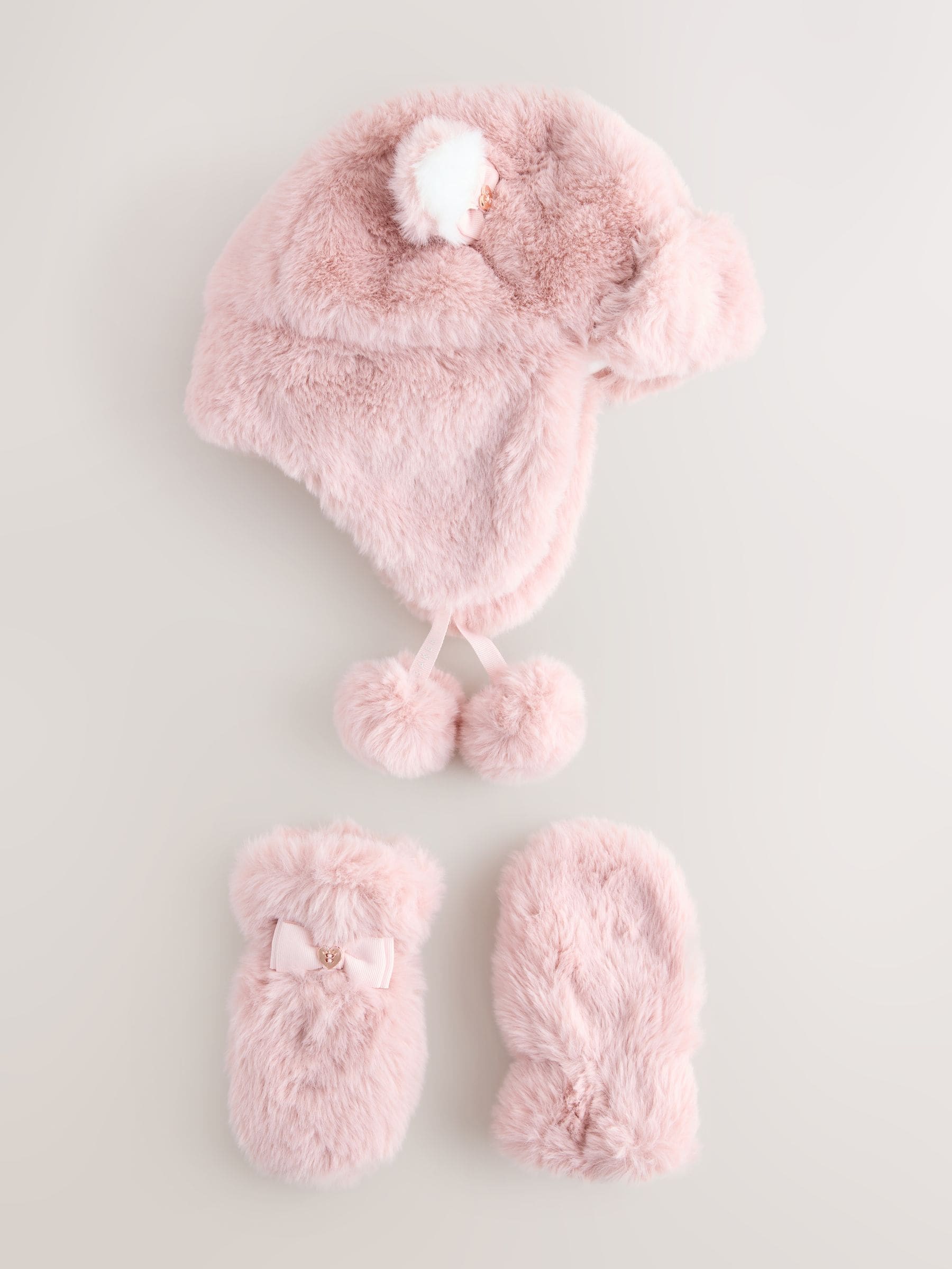 Baker By Ted Baker Bow Pink Faux Fur Trapper Hat