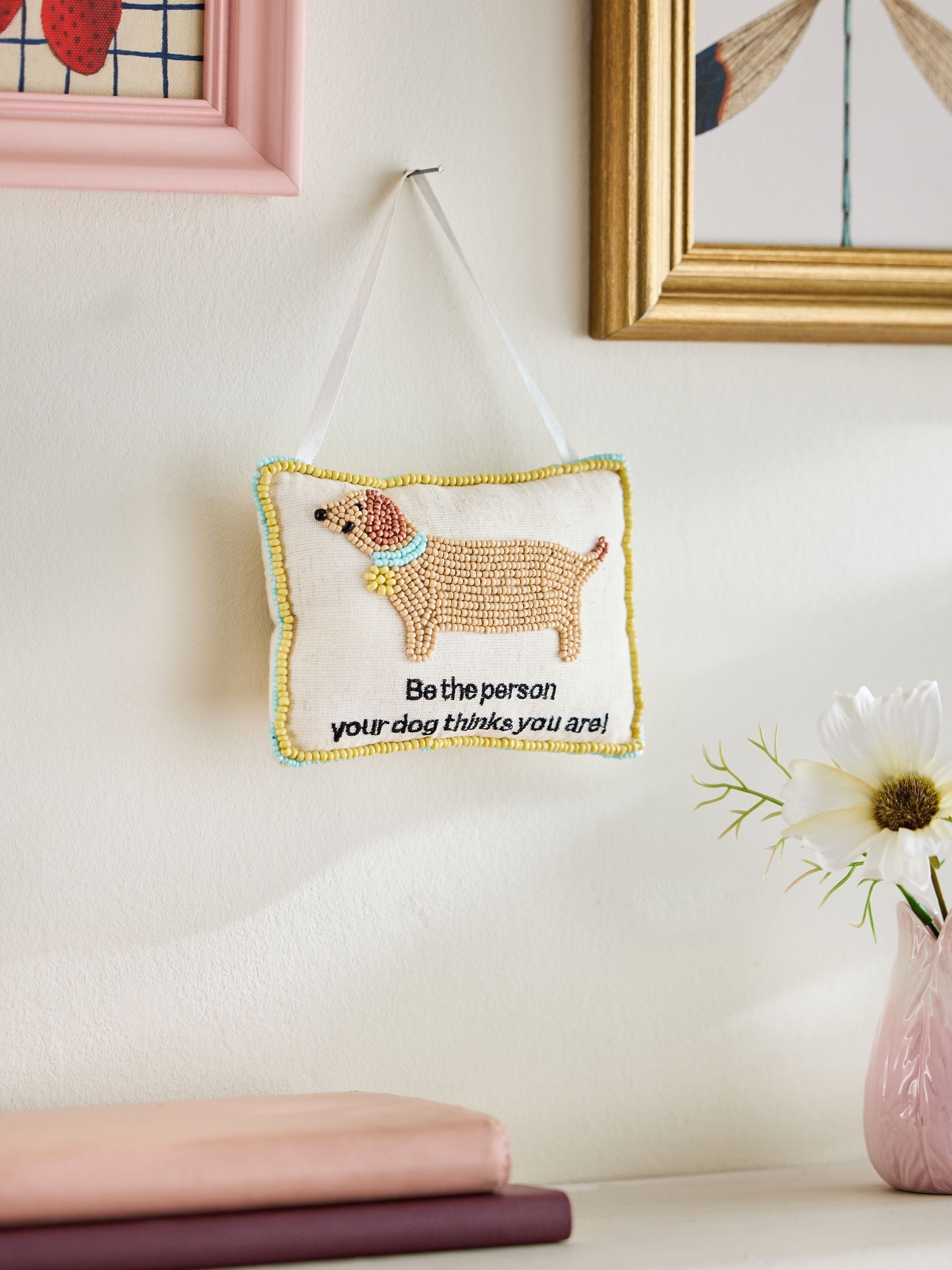 Next Neutral Embroidered Dog Person Hanging Decoration