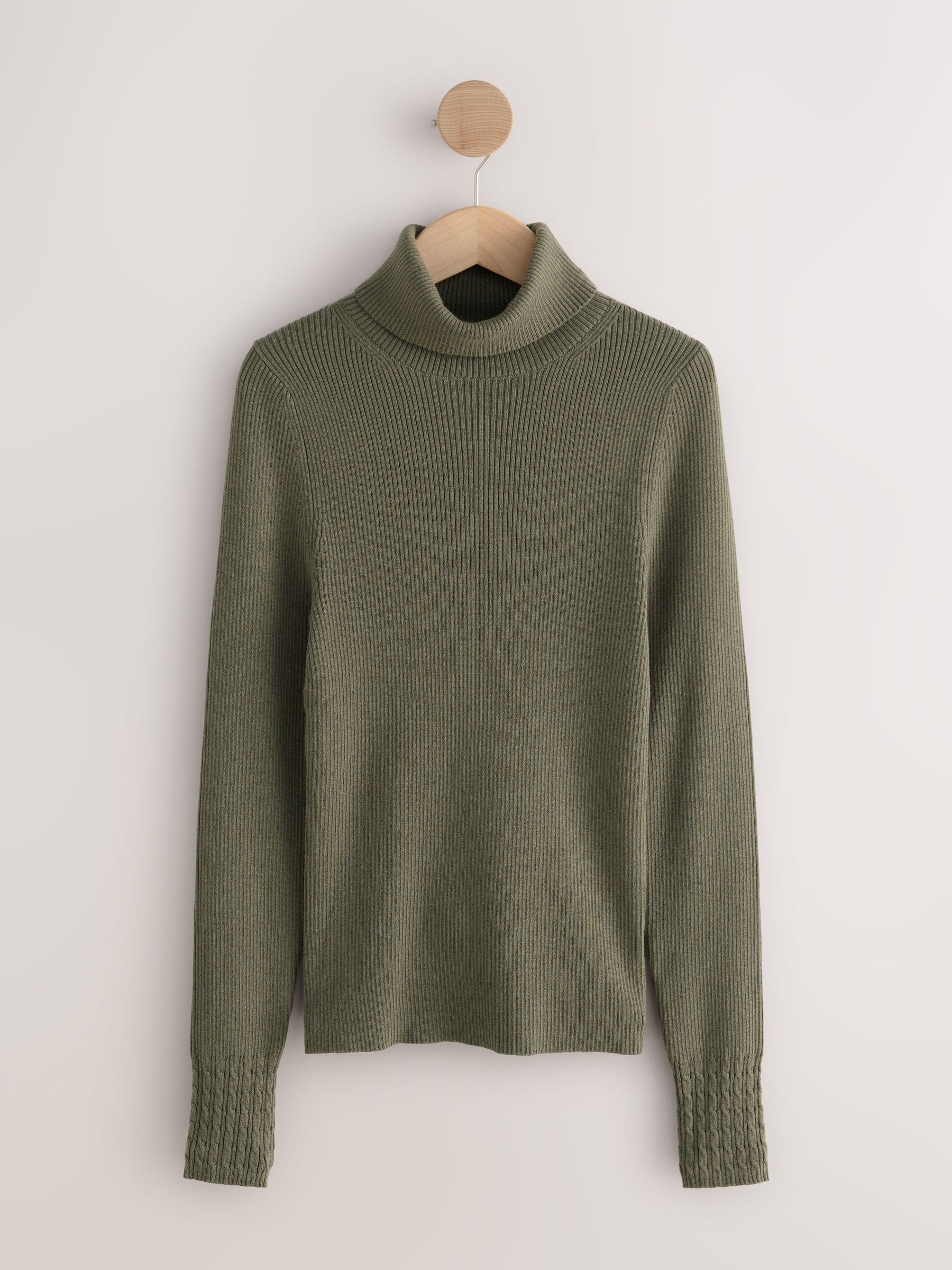 Next Maglione A Coste Con Collo Alto E Lana