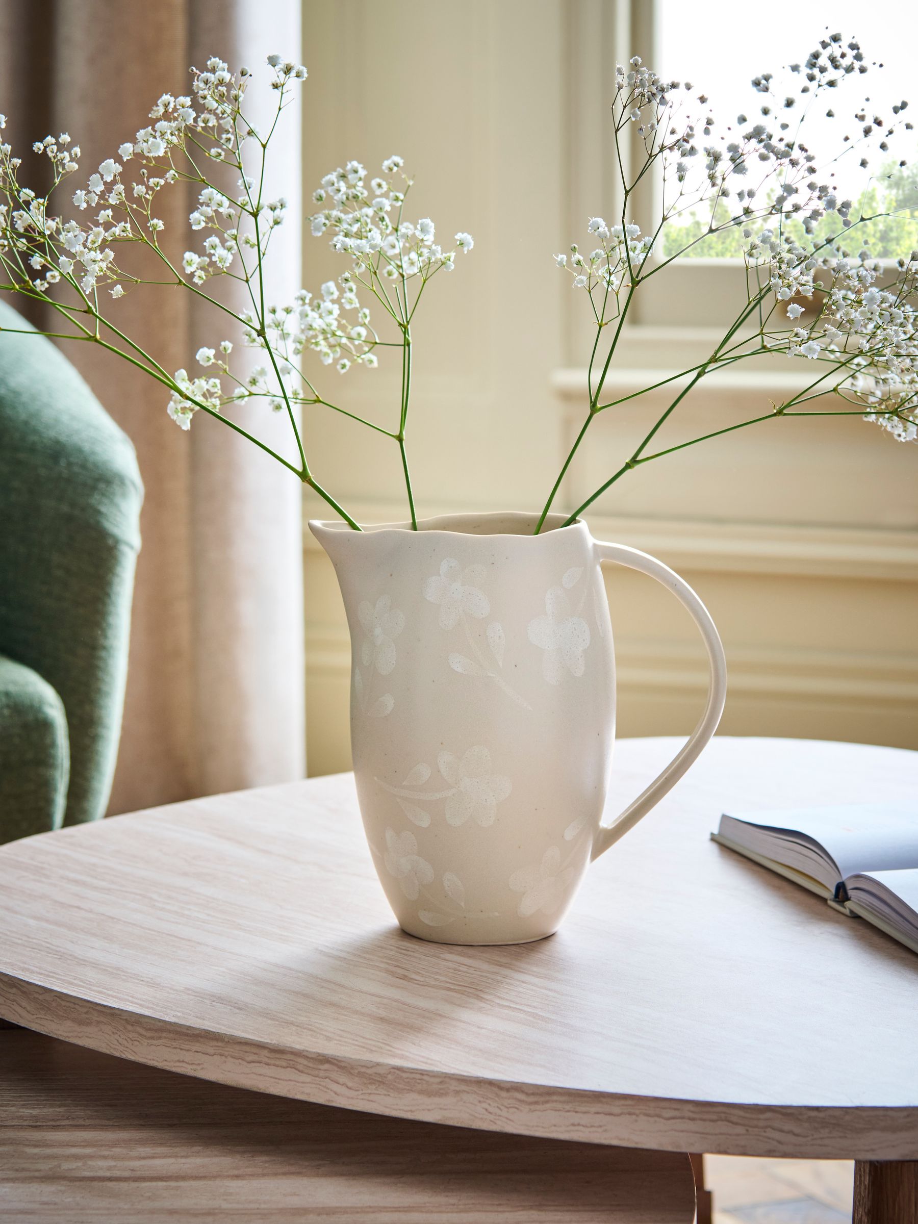 Next Pink/White Floral Ceramic Jug Vase