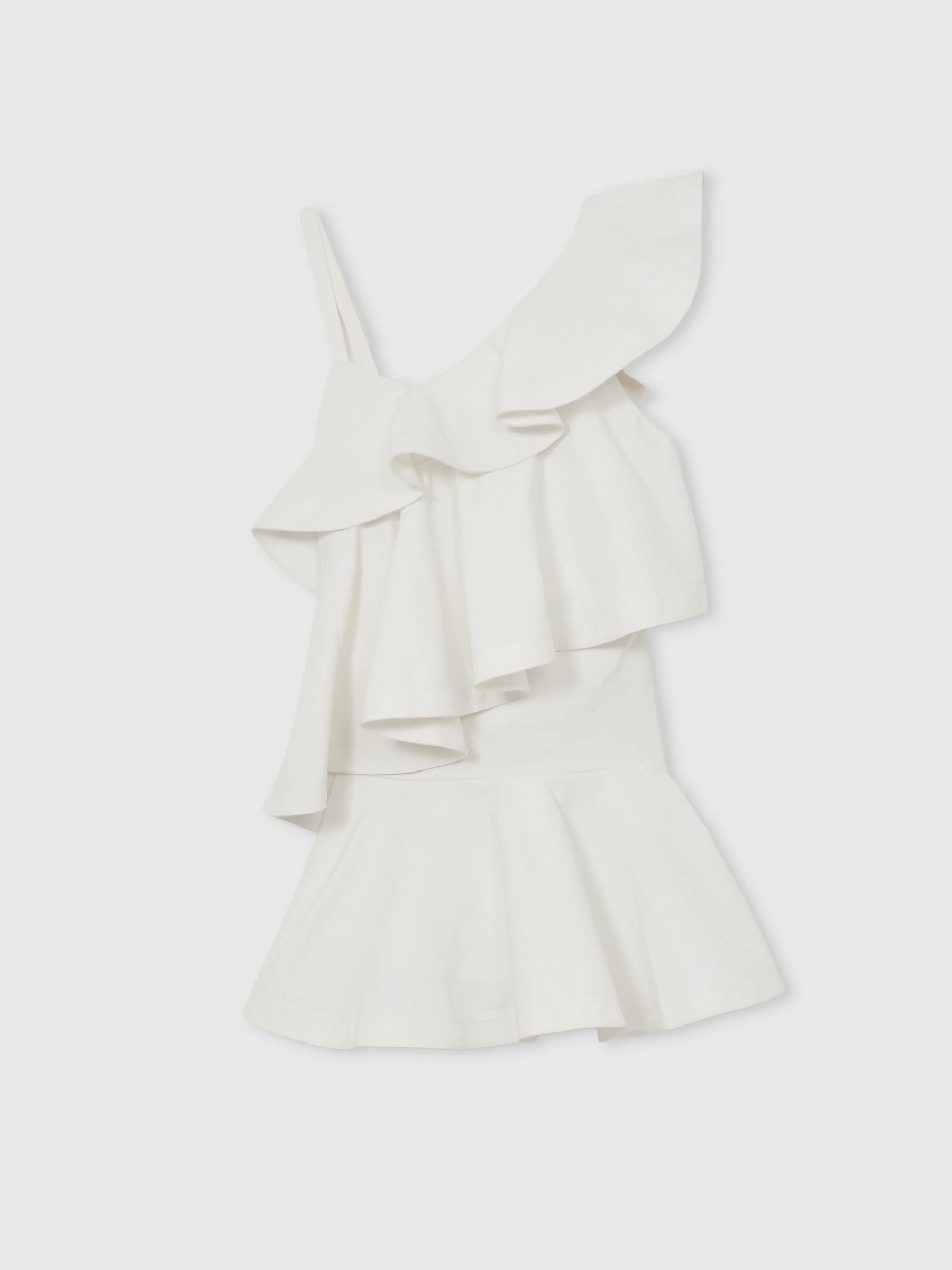 Reiss Femei Fildeş Hera Cotton Tiered Ruffle Mini Dress