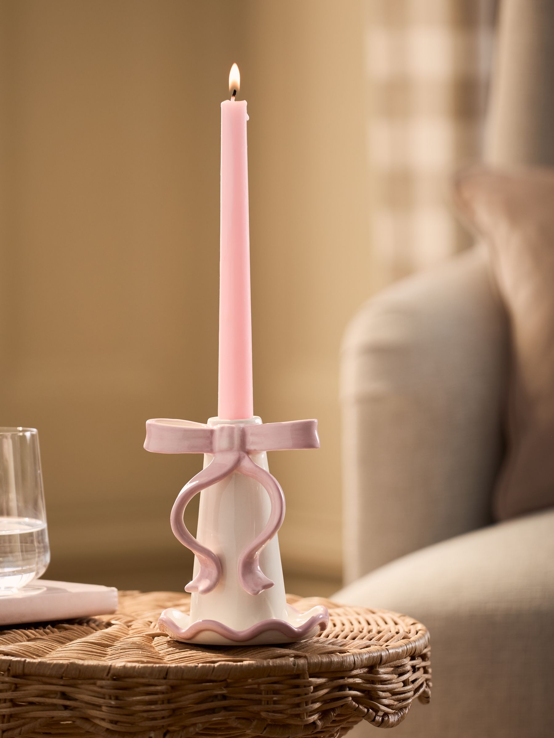 Next Ceramic Bow Taper Candle Holder