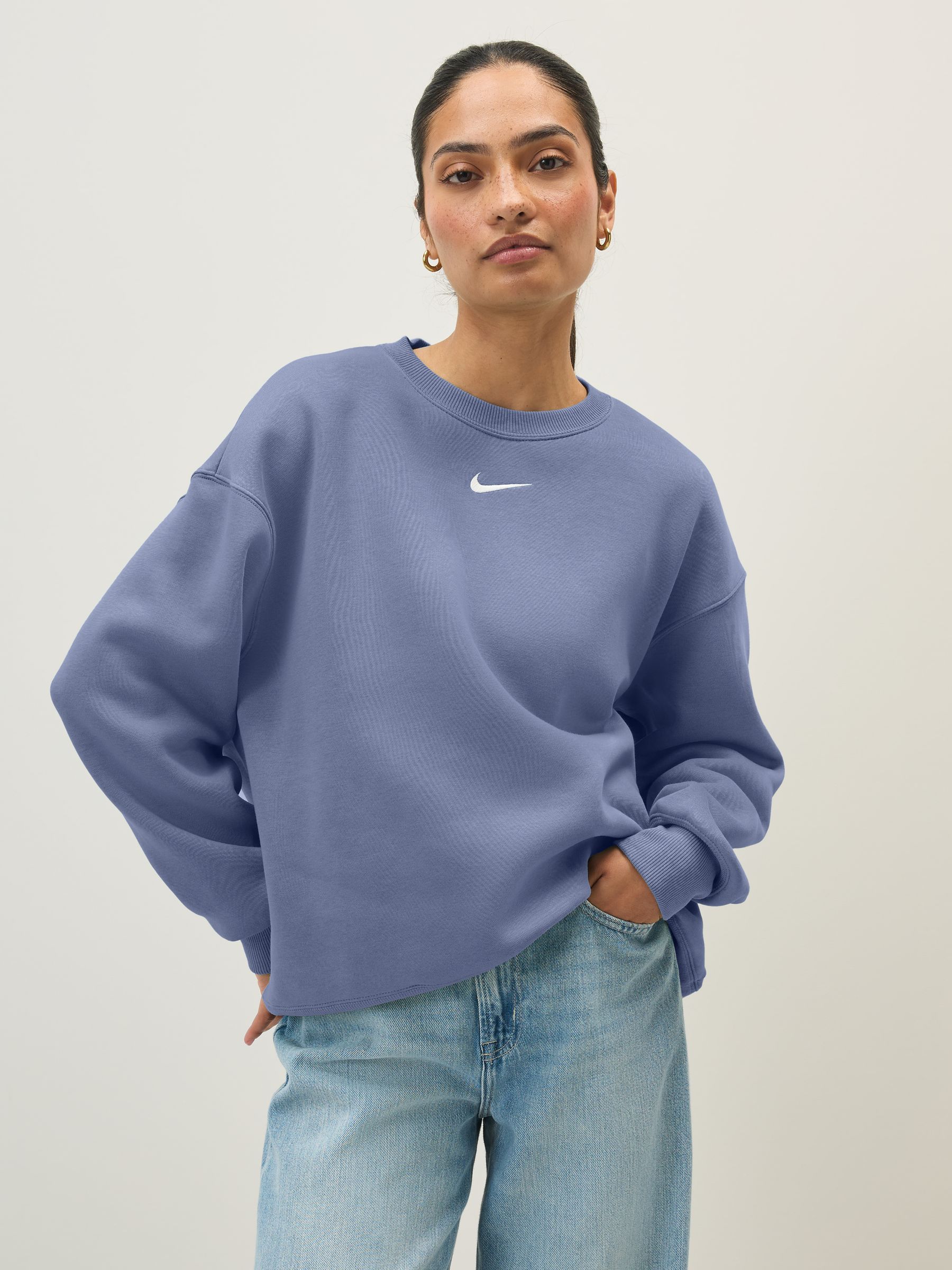 Nike Blue Oversized Fleece Crew Neck Sweatshirt