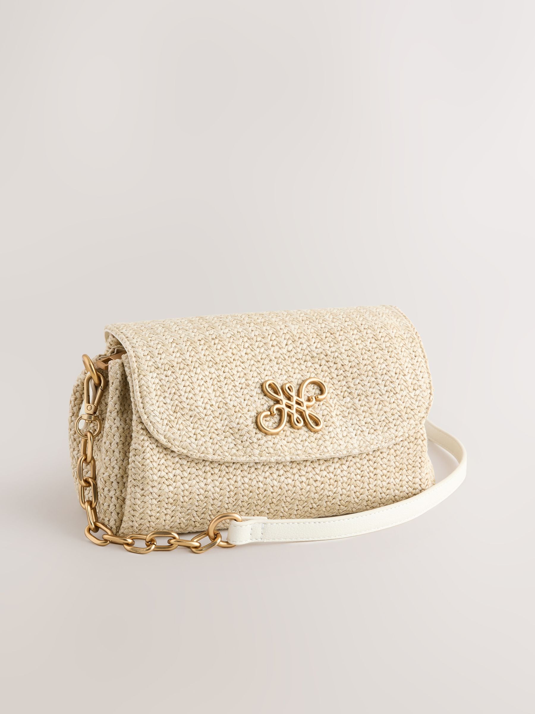 Next Natural Raffia Effect Cross-Body Bag