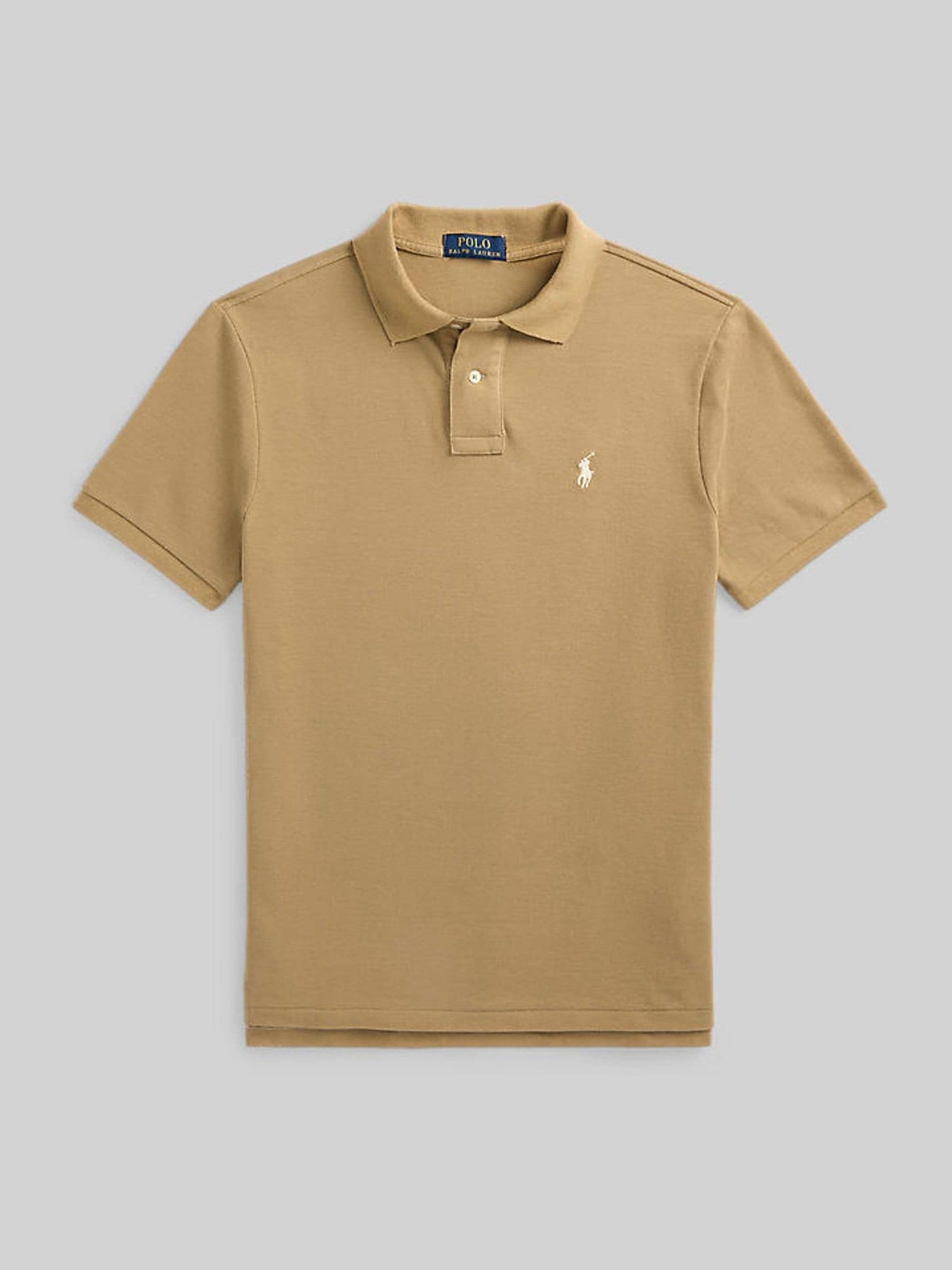 Next - Polo Ralph Lauren Męski Jasnobrązowy Kawowy Koszulka Polo Custom Fit Z Piki