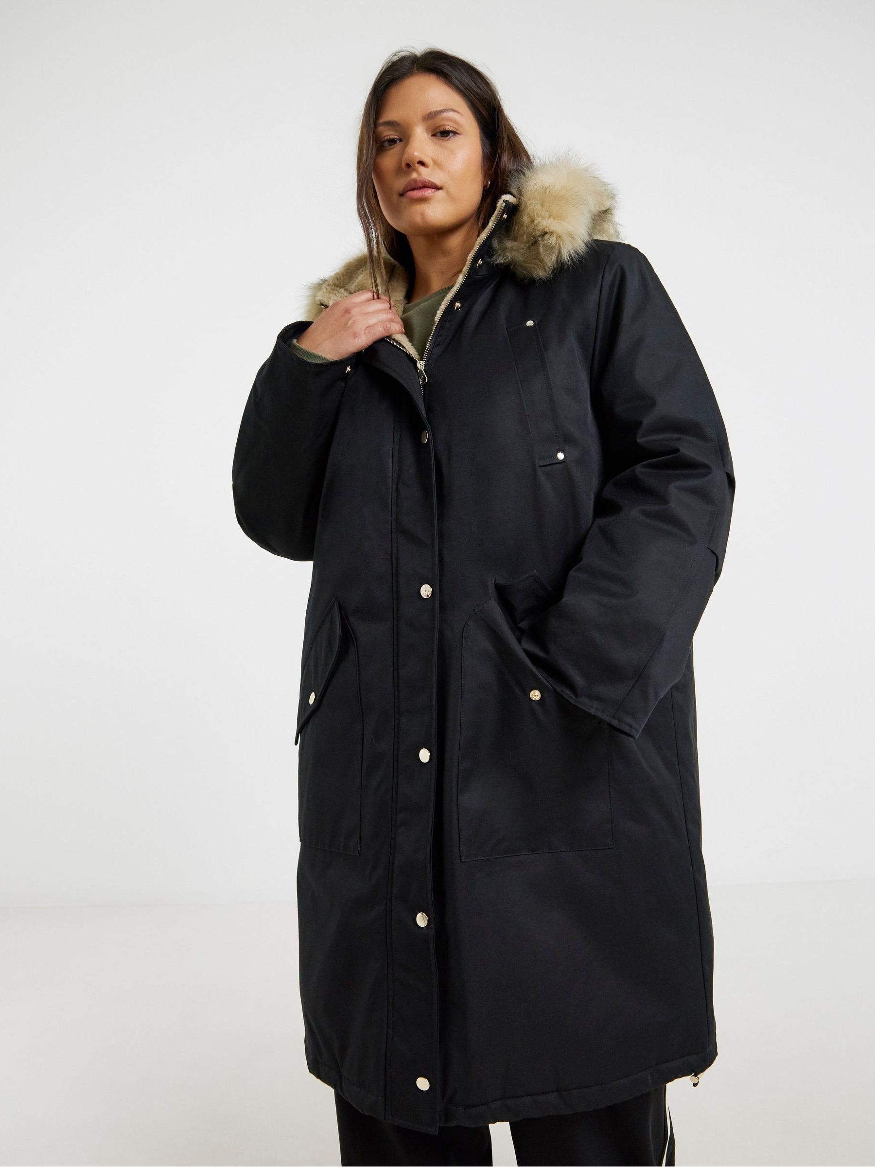 Simply Be Parka Med Päls Och Huva