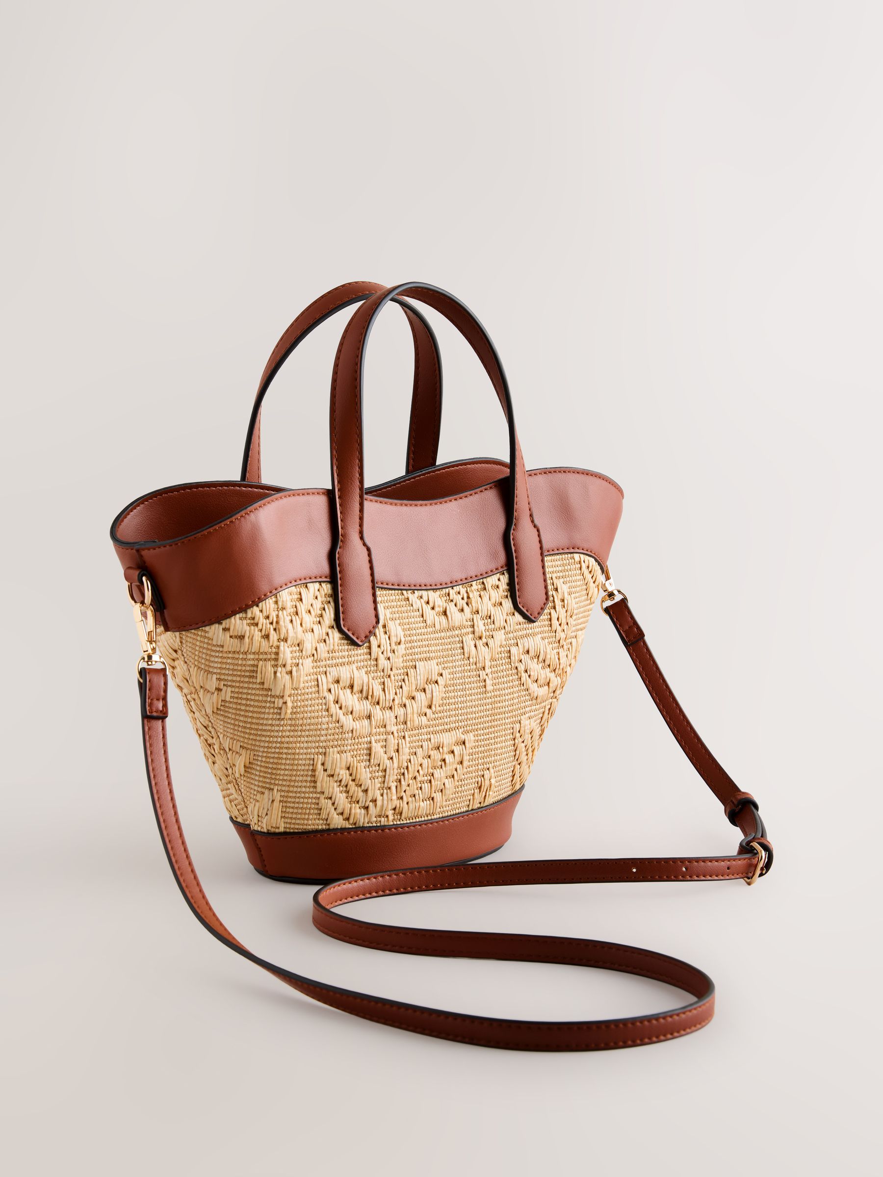 Next Natural Raffia Effect Cross-Body Bag