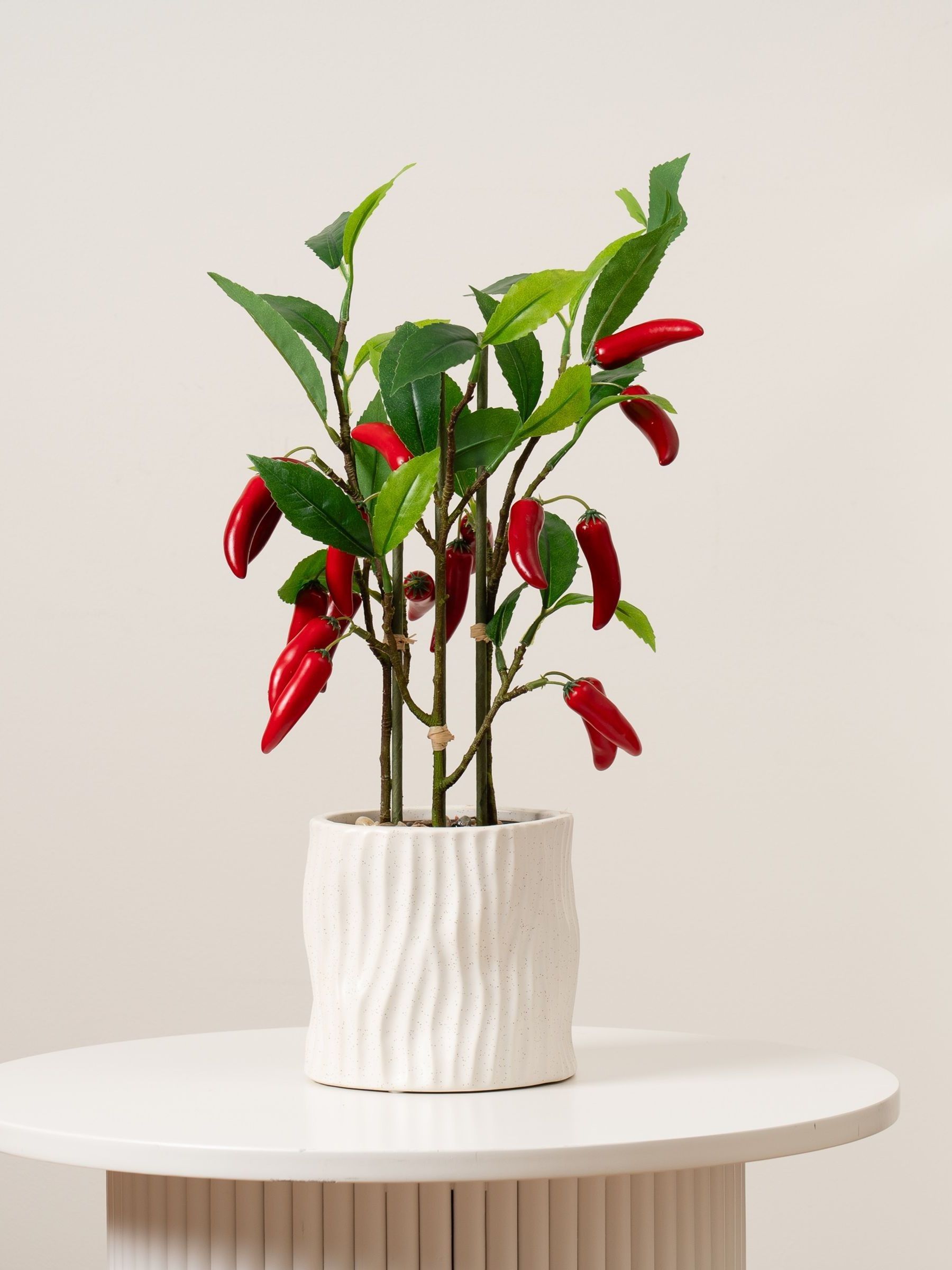 Scottish Everlastings Ltd Green Artificial Chilli Plant In Ceramic Pot