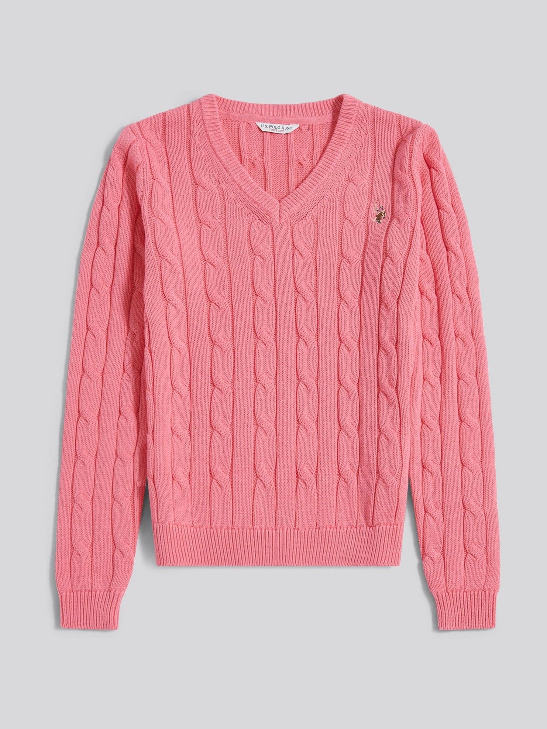 U.s. Polo Assn U. S. Polo Assn U. S. Polo Assn. V-Ringad Kabelstickad Tröja