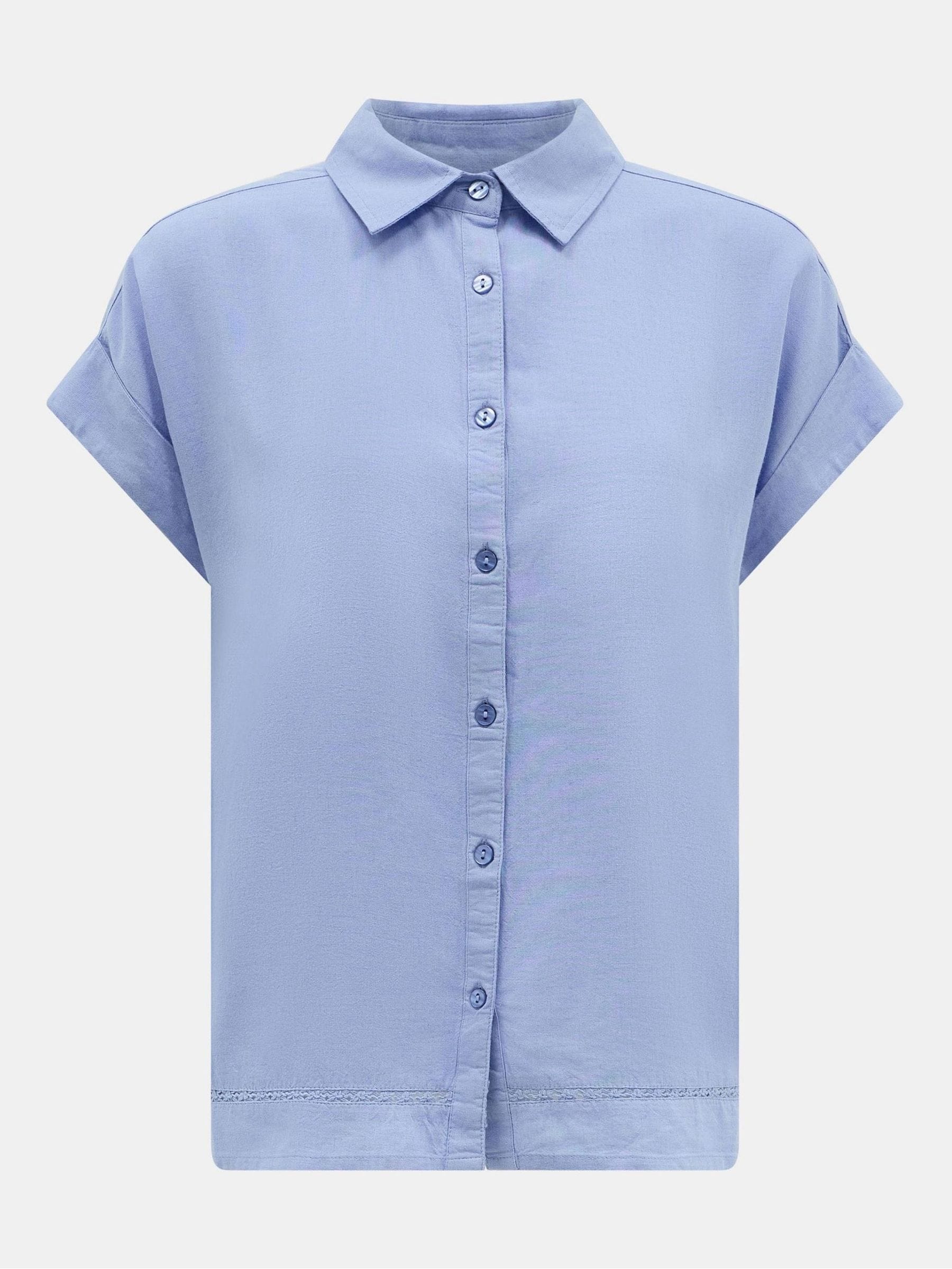 Accessorize Kvinno Blå Lace Trim Linen Shirt