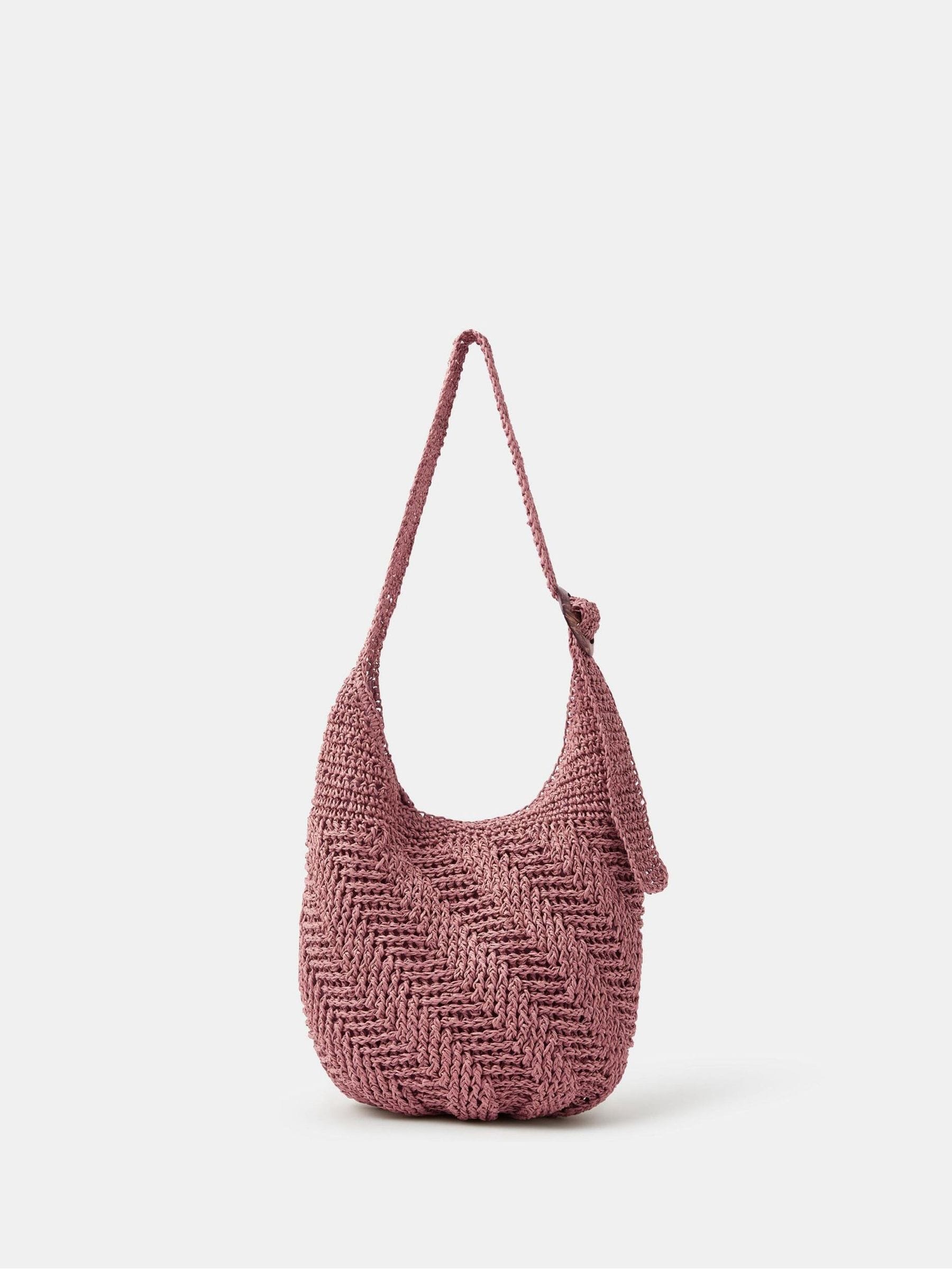 Accessorize Pink Slouchy Raffia Cross-Body Bag