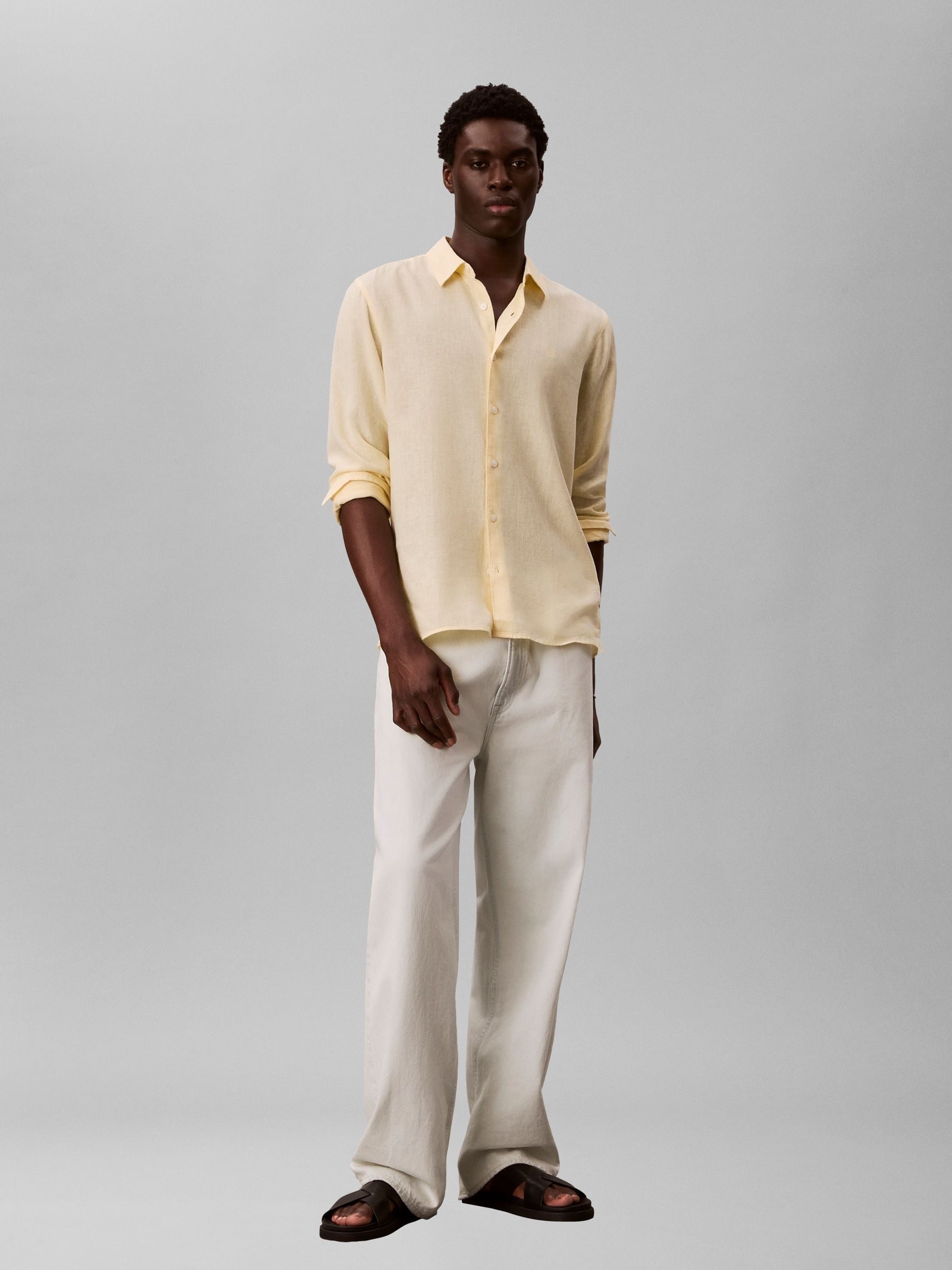 Calvin Klein Miesten Keltainen Stretch-Kudottu Paita