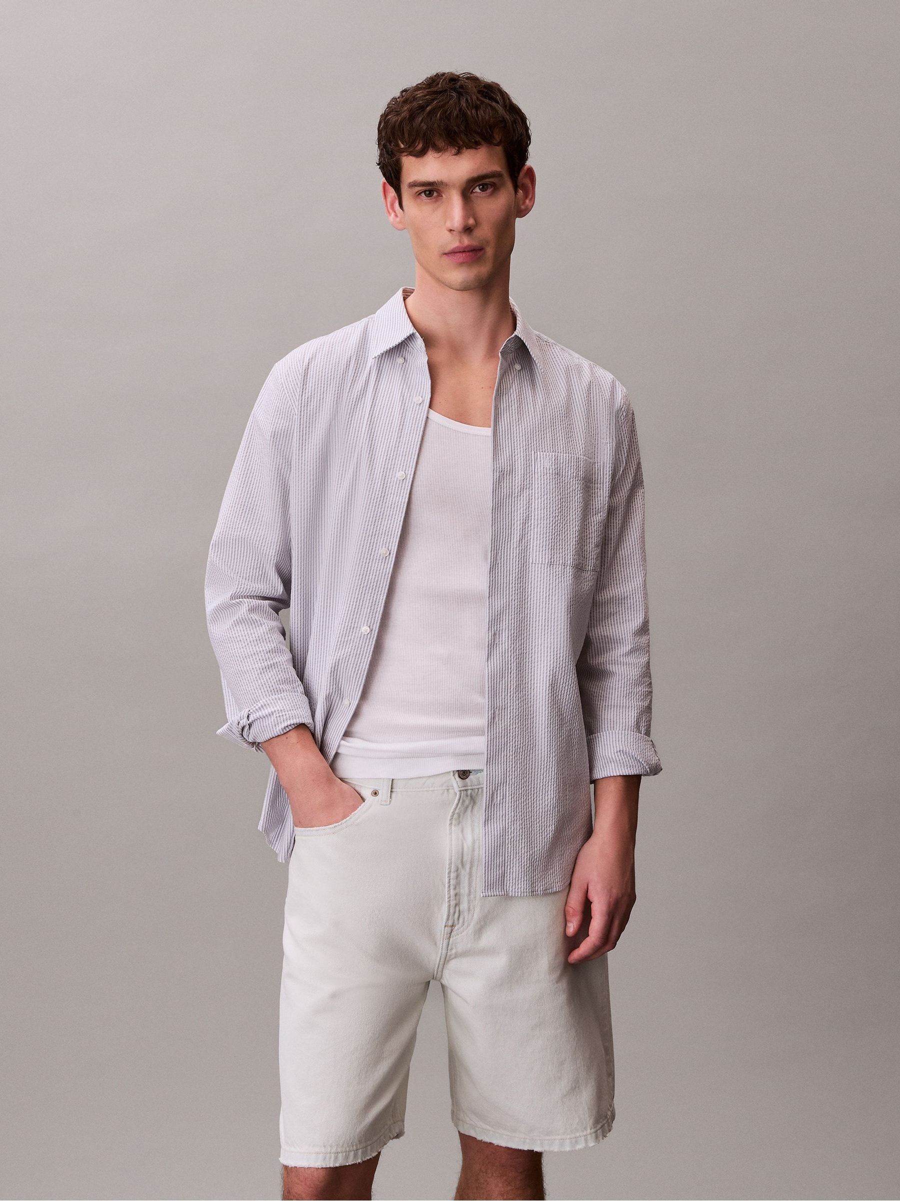 Calvin Klein Miesten Valkoinen 90S Rennot Farkkushortsit